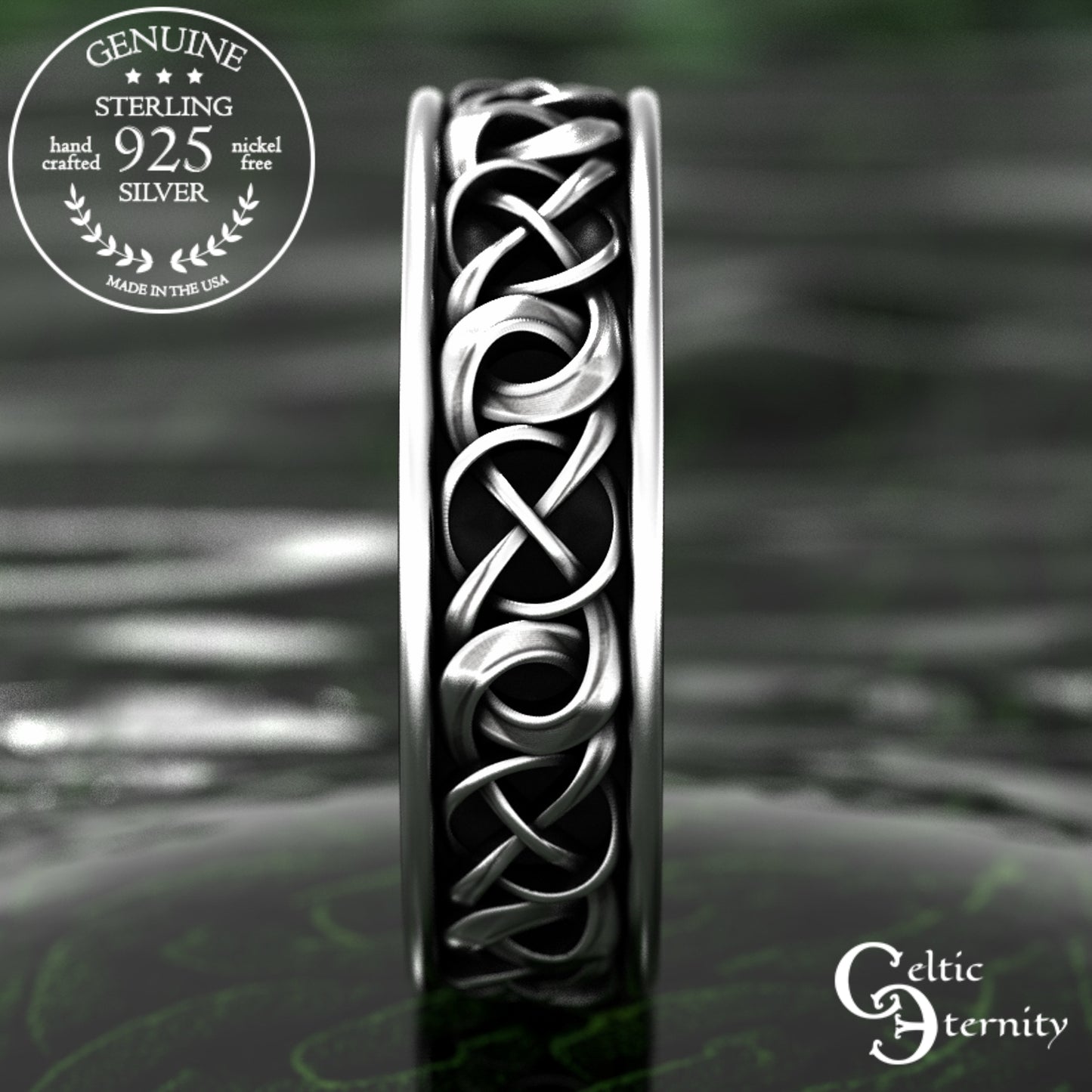 Sterling Silver Men's Celtic Braided Wedding Band, 1988