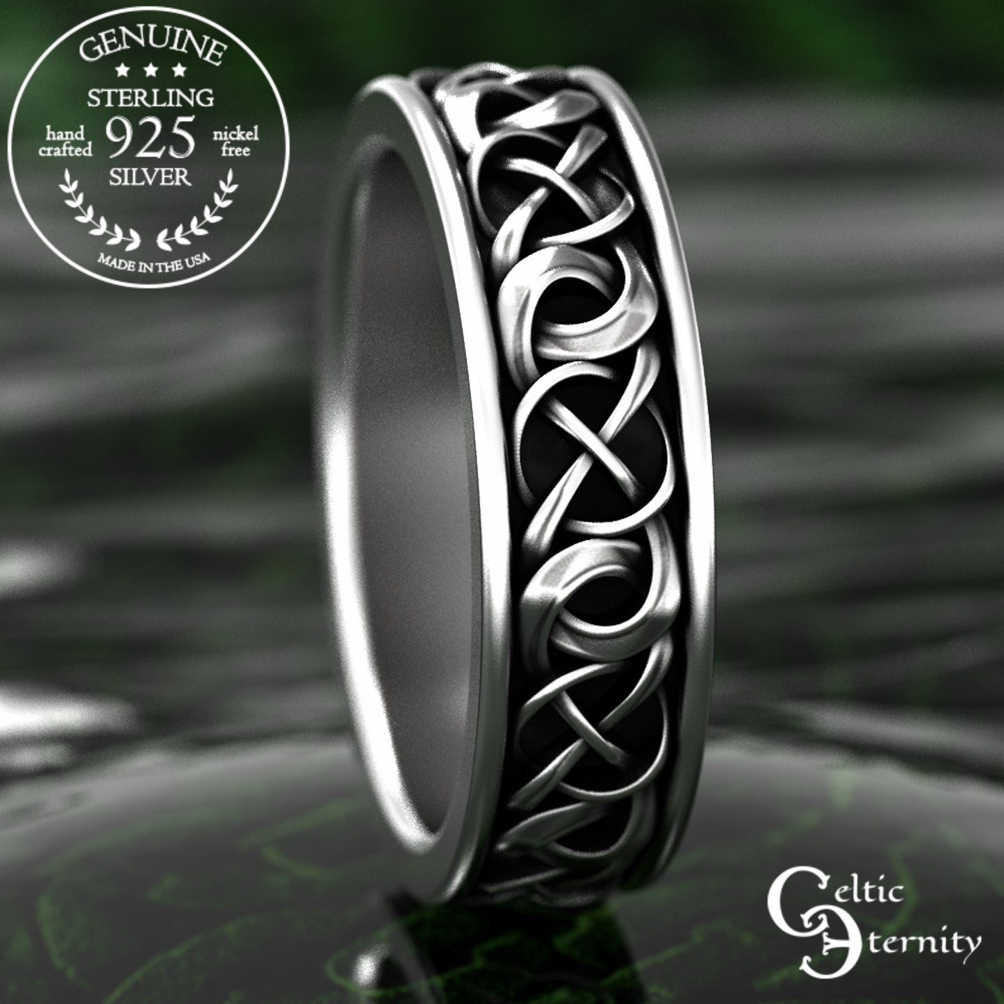 Sterling Silver Men's Celtic Braided Wedding Band, 1988