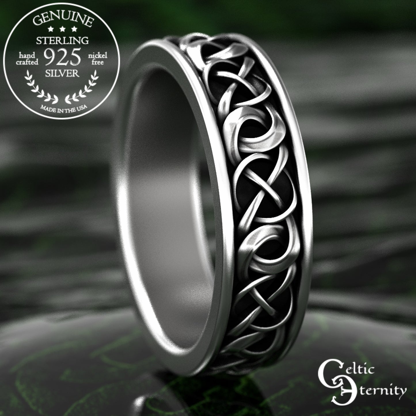 Sterling Silver Men's Celtic Braided Wedding Band, 1988