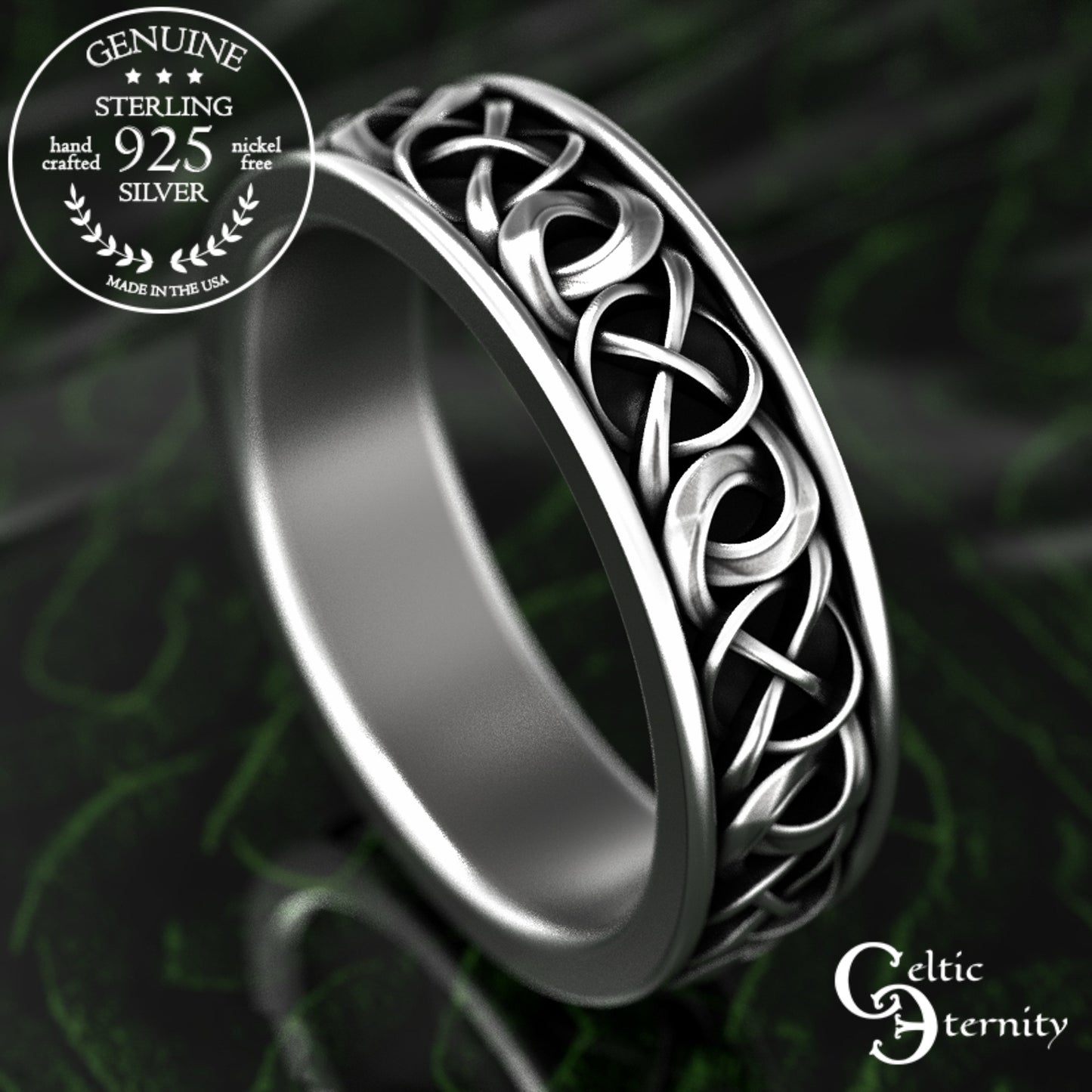 Sterling Silver Men's Celtic Braided Wedding Band, 1988