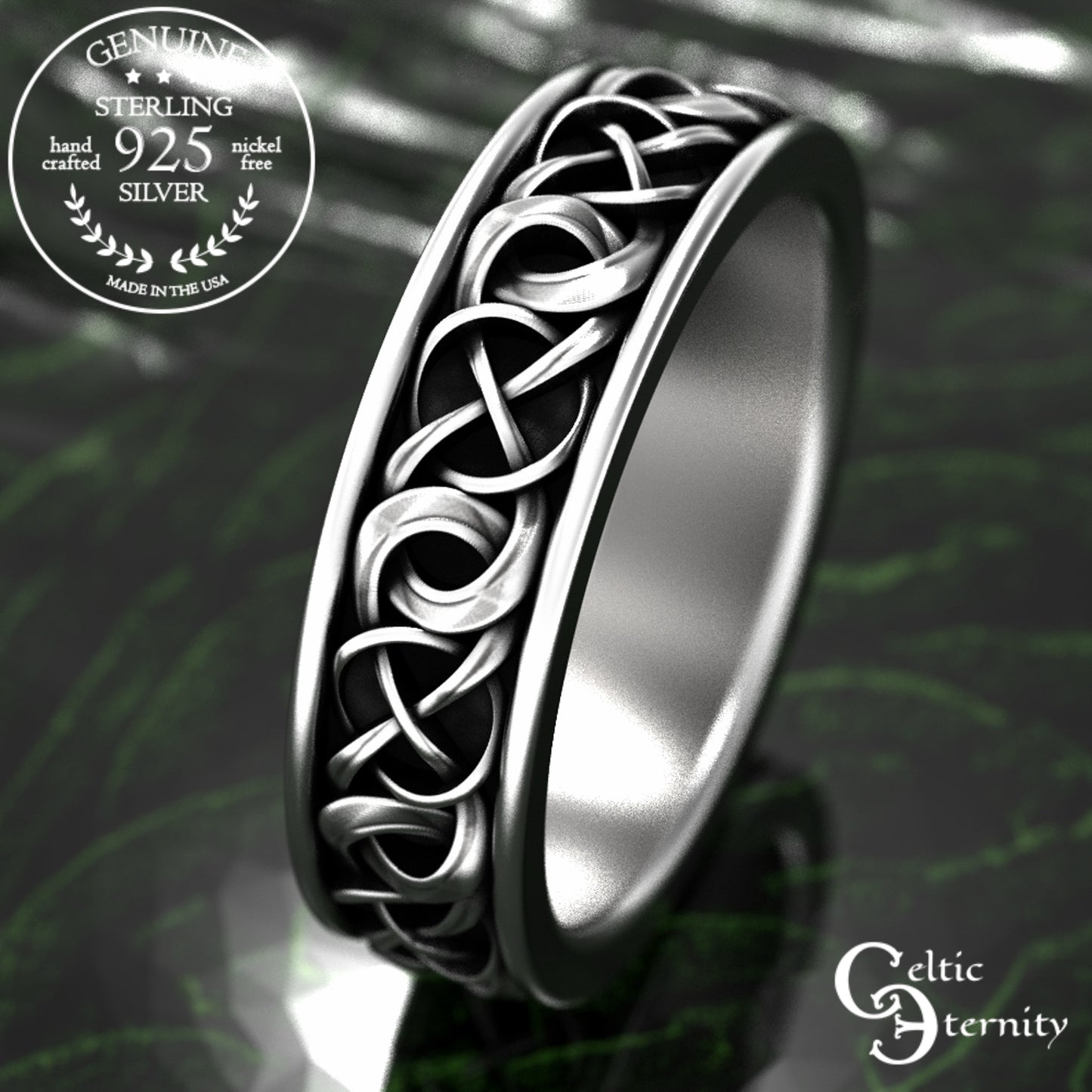Sterling Silver Men's Celtic Braided Wedding Band, 1988