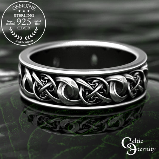 Men's Sterling Irish Trinity Knotwork Wedding Band, 1990