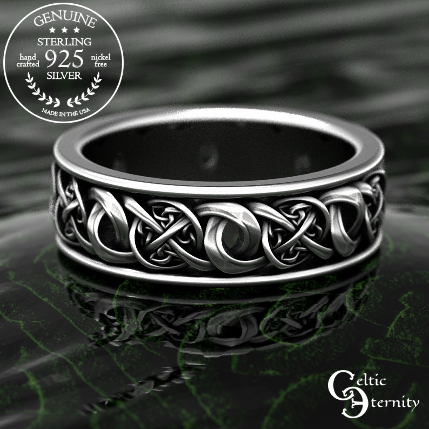 Men's Sterling Irish Trinity Knotwork Wedding Band, 1990