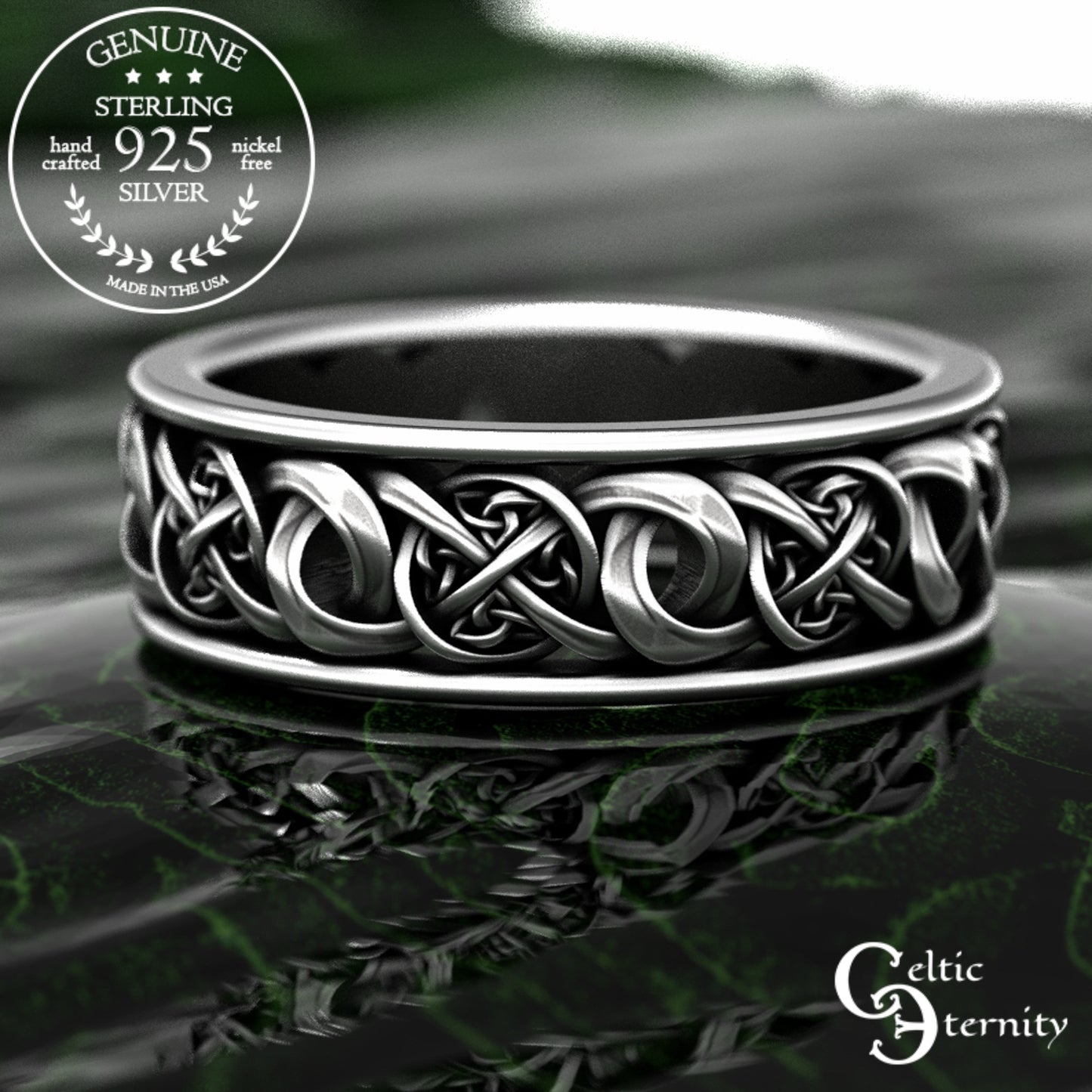 Men's Sterling Irish Trinity Knotwork Wedding Band, 1990
