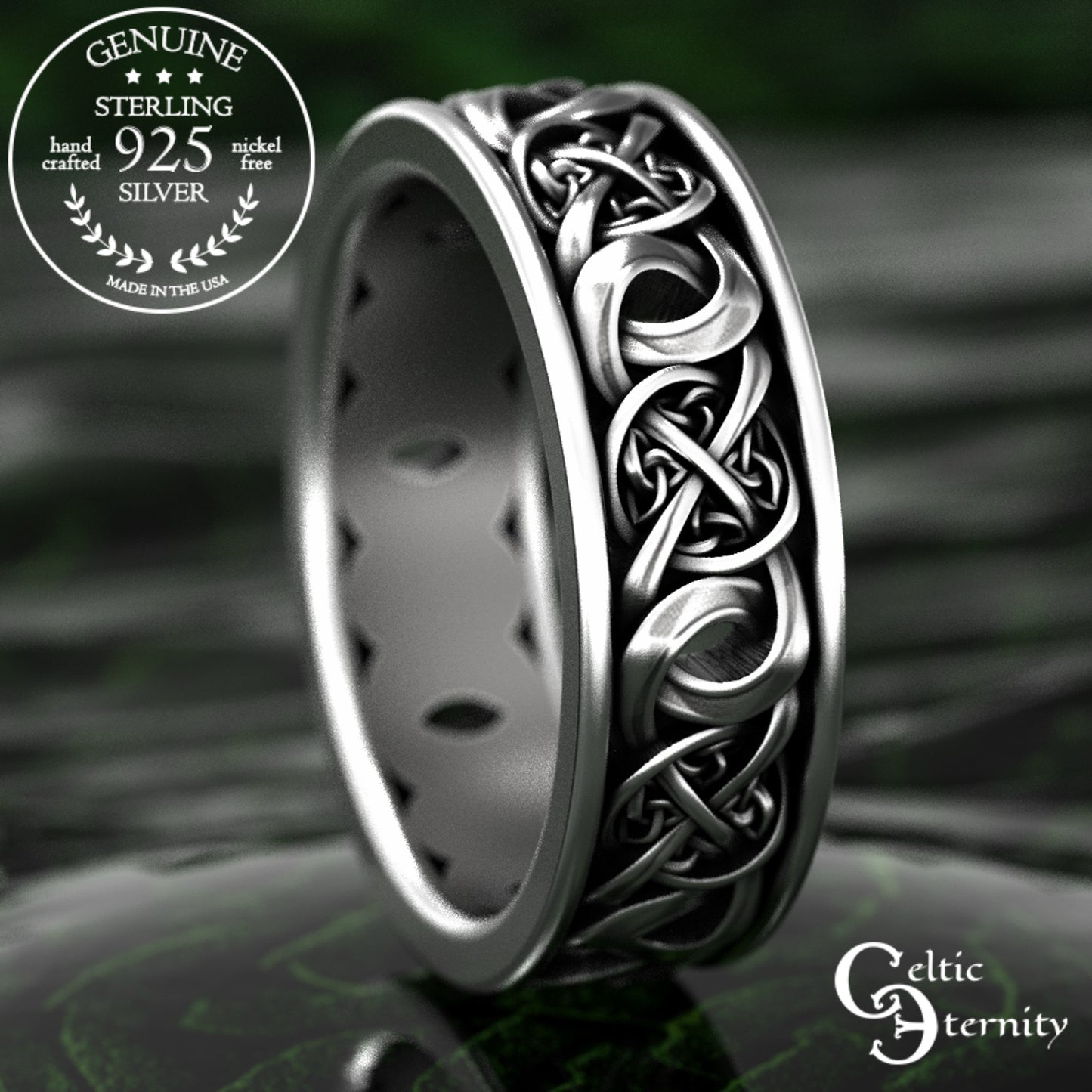 Men's Sterling Irish Trinity Knotwork Wedding Band, 1990