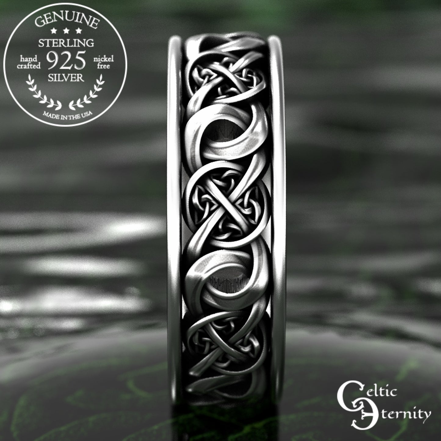 Men's Sterling Irish Trinity Knotwork Wedding Band, 1990