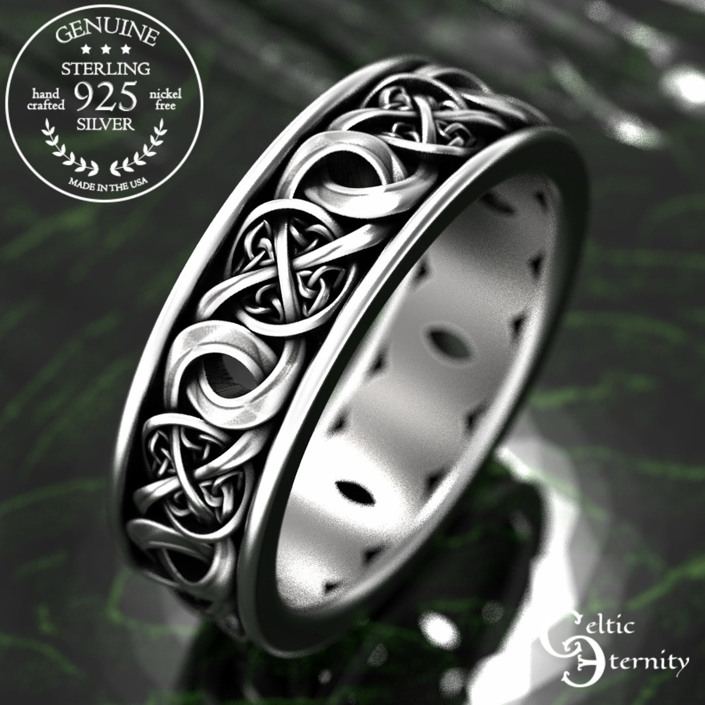 Men's Sterling Irish Trinity Knotwork Wedding Band, 1990