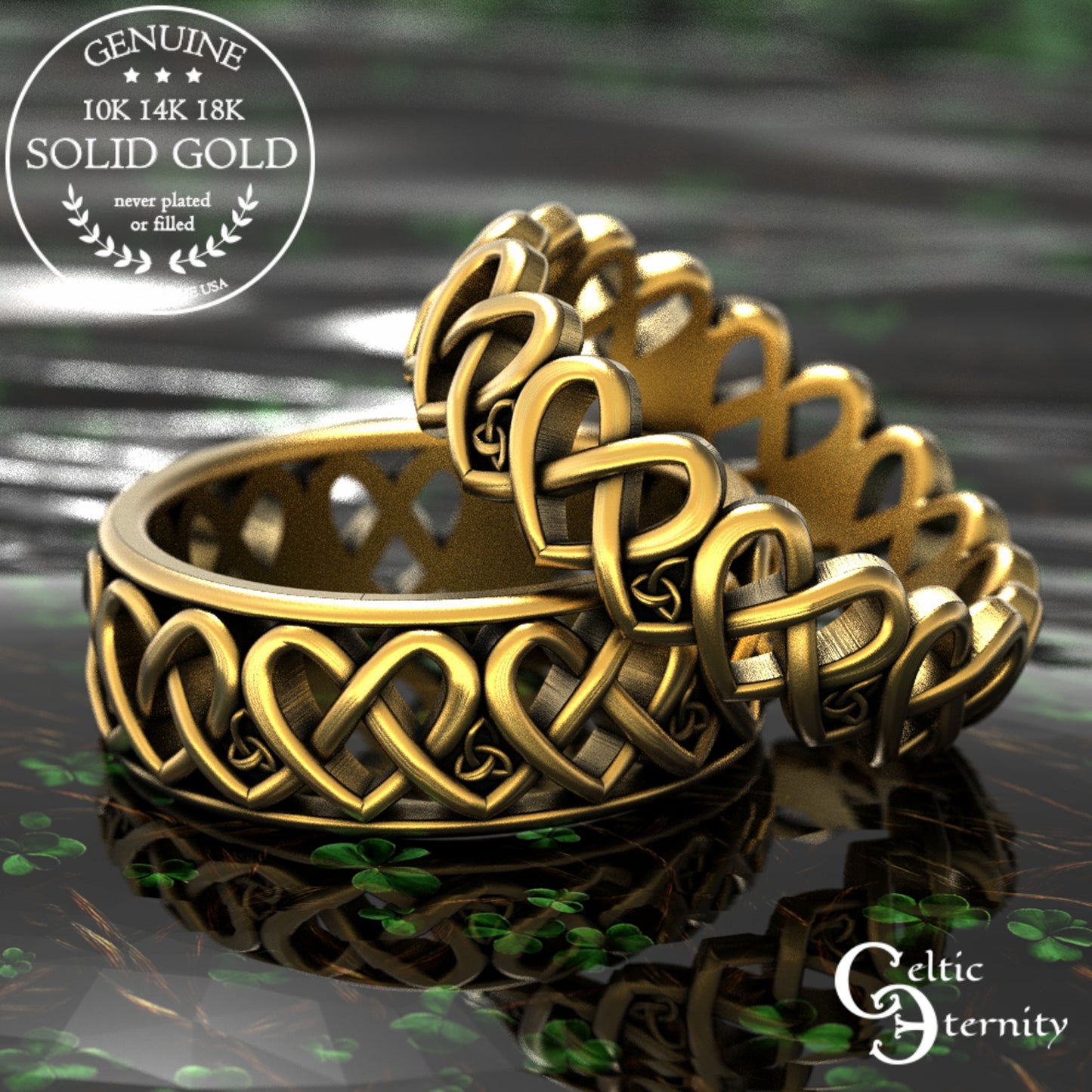 Men's Sterling Irish Heart Wedding Band, 2000