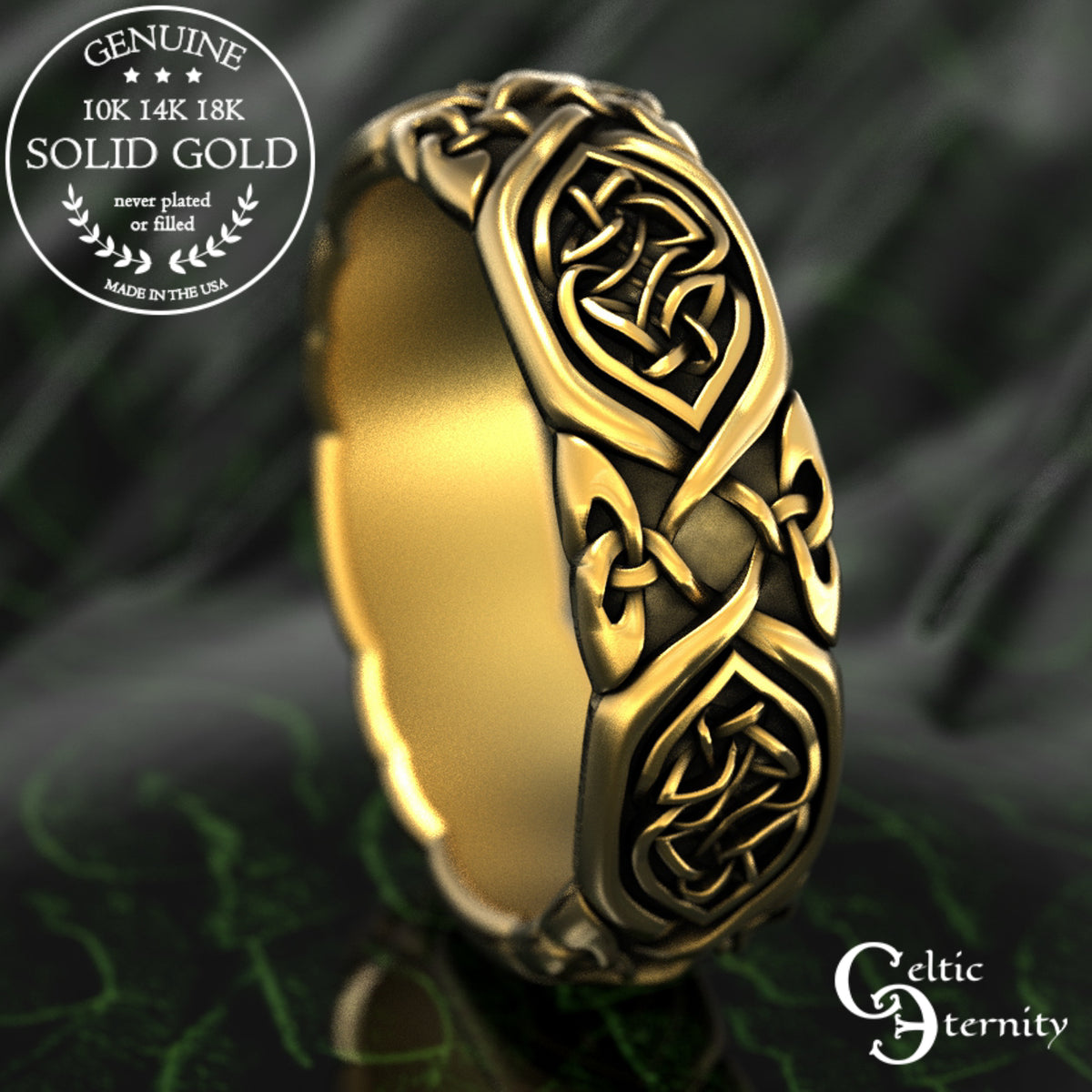 Gold or Platinum Celtic Woven Hearts Wedding Band - Trinity Knot Weave, 2007