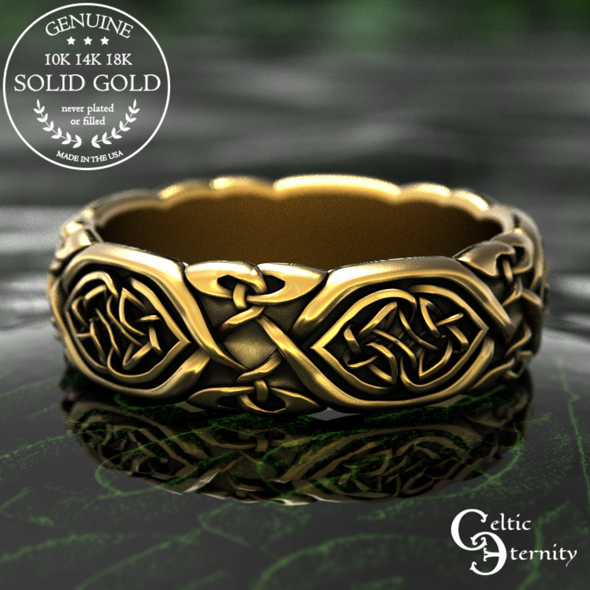 Gold or Platinum Celtic Woven Hearts Wedding Band - Trinity Knot Weave, 2007