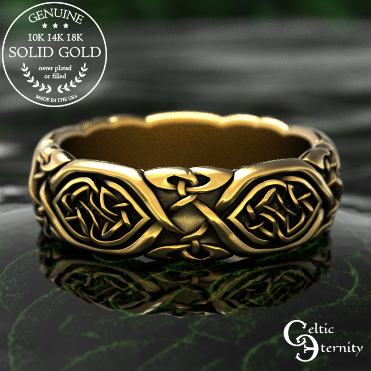 Gold or Platinum Celtic Woven Hearts Wedding Band - Trinity Knot Weave, 2007