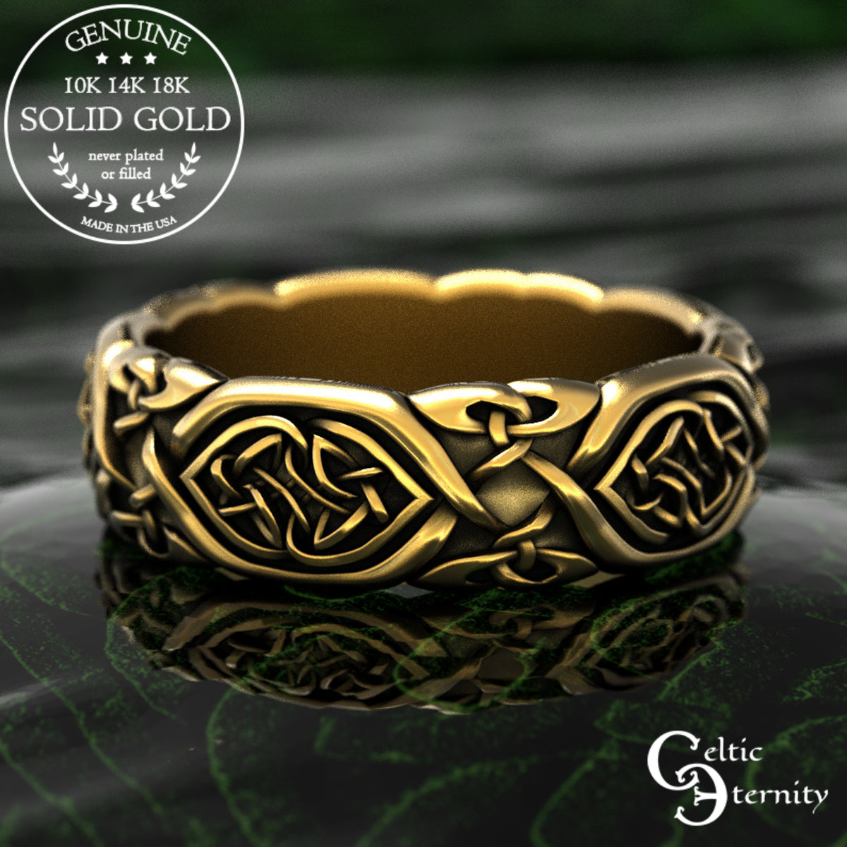 Gold or Platinum Celtic Woven Hearts Wedding Band - Trinity Knot Weave, 2007