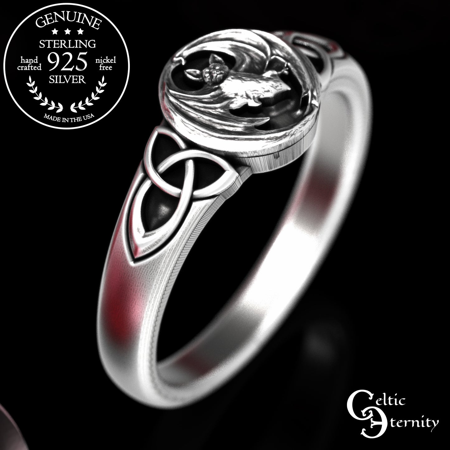 Sterling Silver Woman's Gothic Bat Statement Ring, 2030