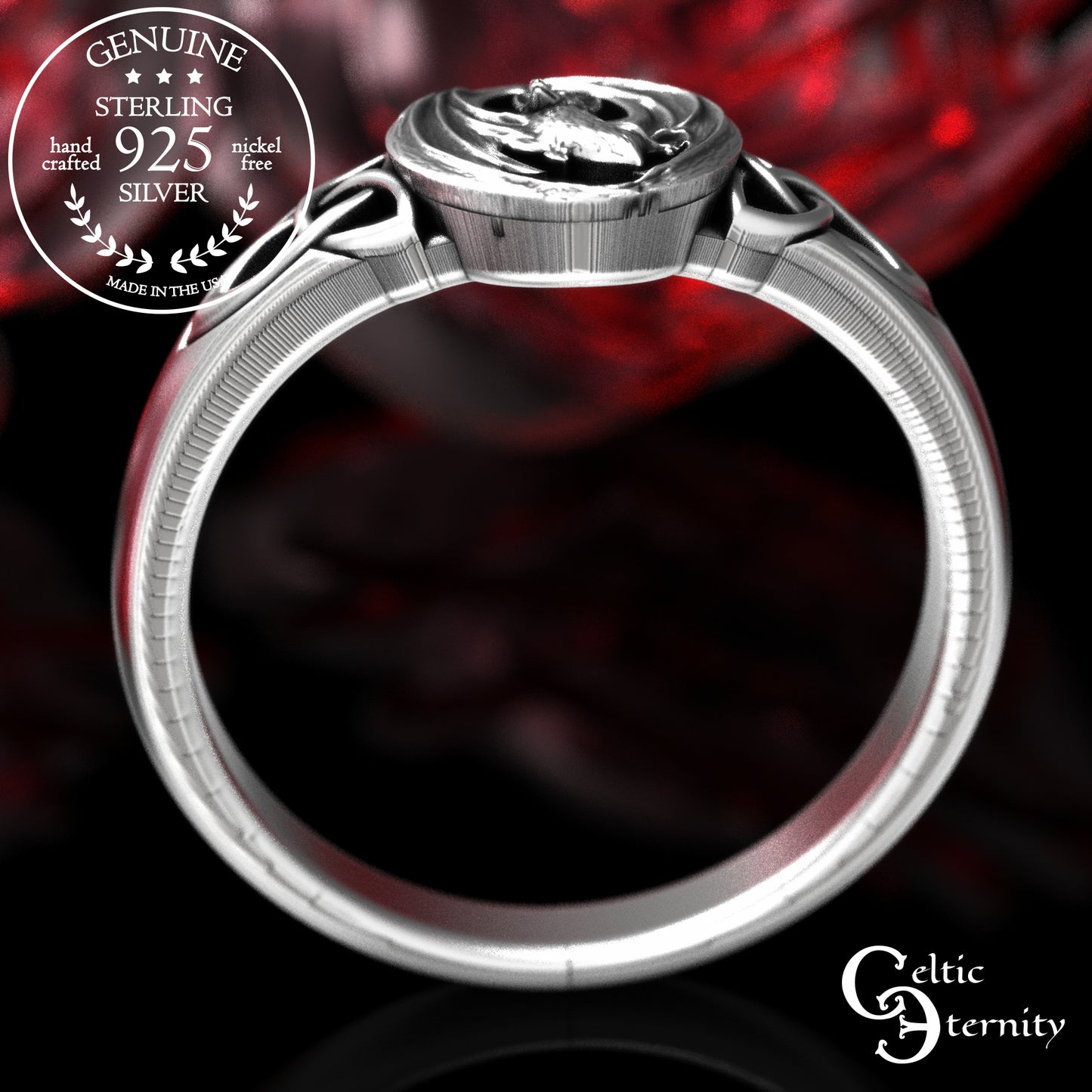 Sterling Silver Woman's Gothic Bat Statement Ring, 2030