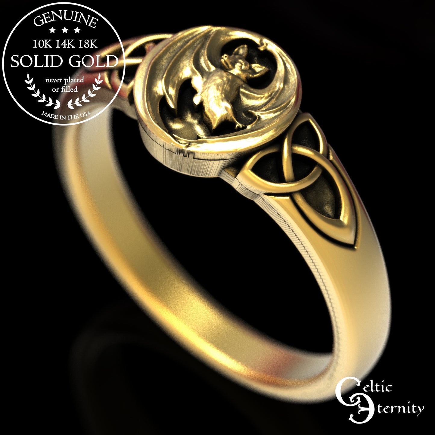 Sterling Silver Woman's Gothic Bat Statement Ring, 2030