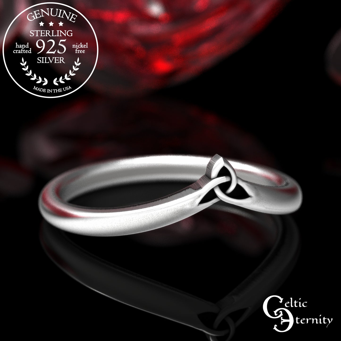 Sterling Silver Celtic Trinity Knot Accent Ring, 2033