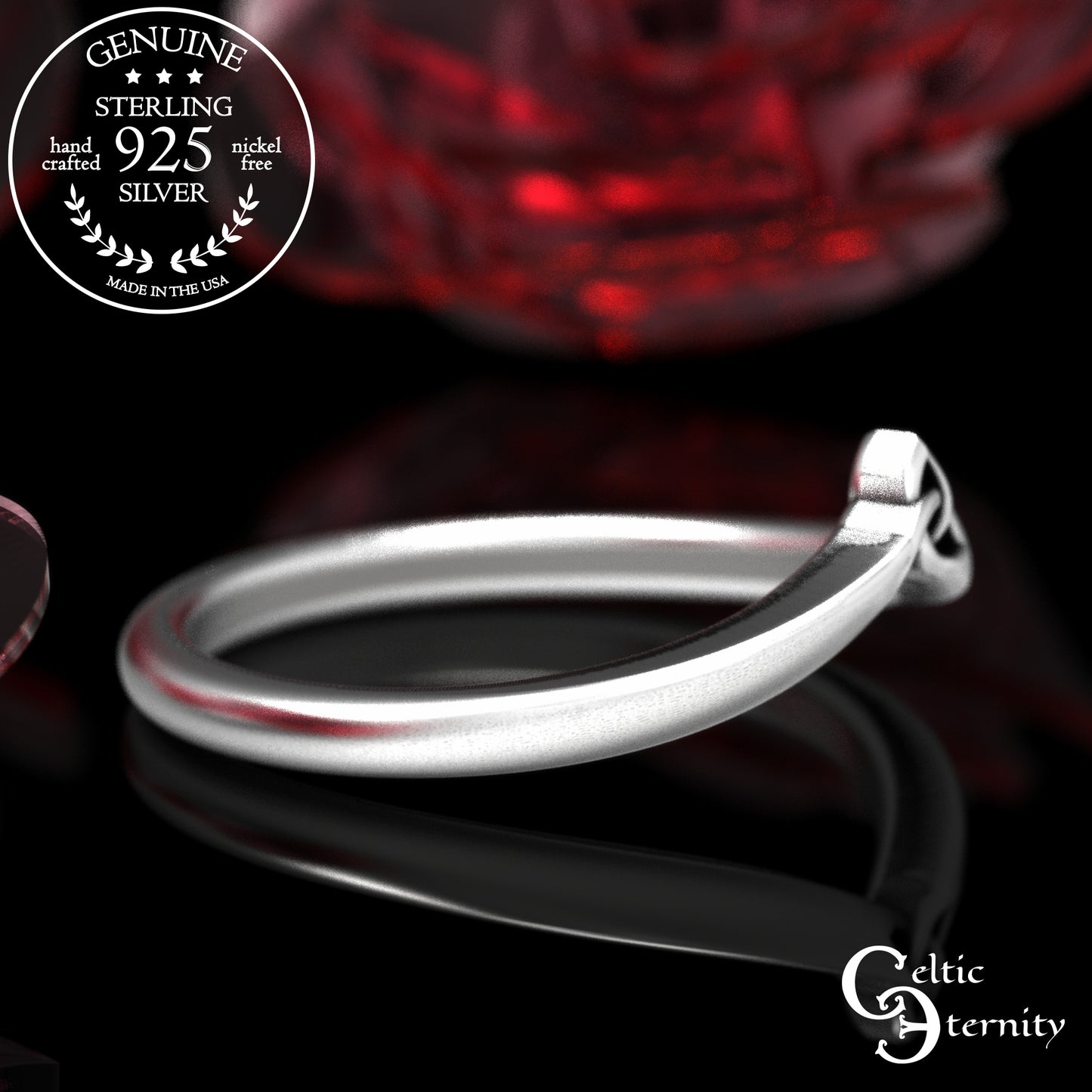 Sterling Silver Celtic Trinity Knot Accent Ring, 2033