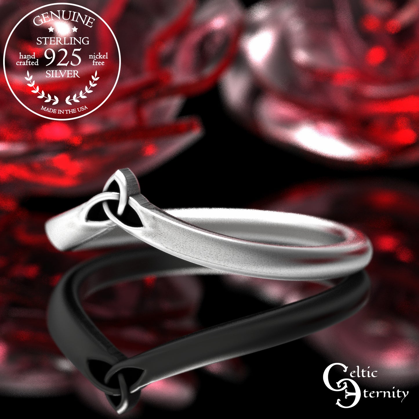 Sterling Silver Celtic Trinity Knot Accent Ring, 2033