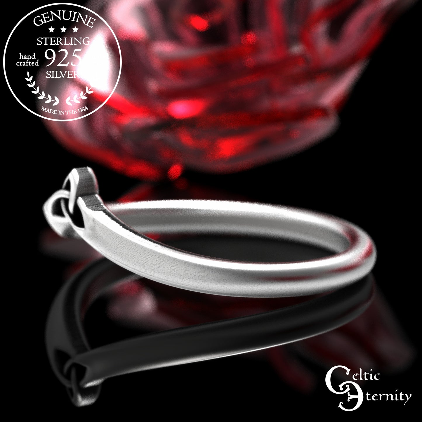 Sterling Silver Celtic Trinity Knot Accent Ring, 2033