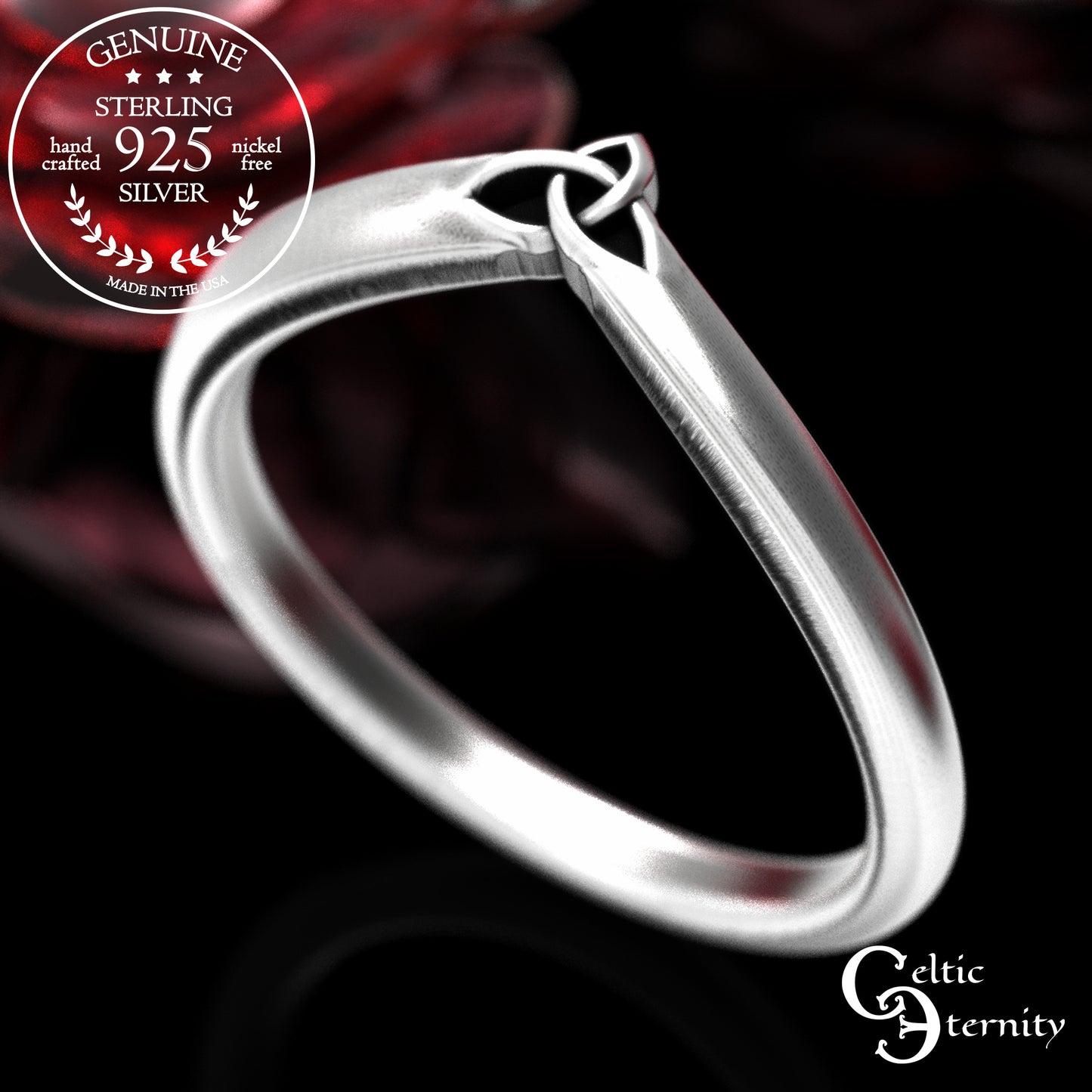 Sterling Silver Celtic Trinity Knot Accent Ring, 2033