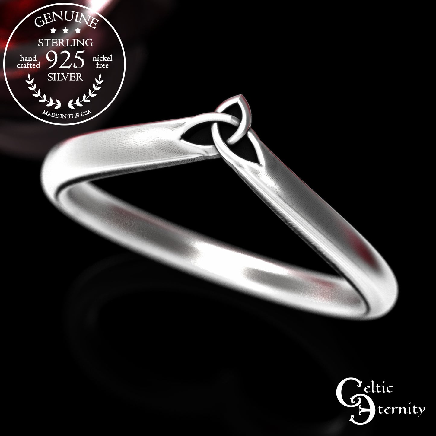 Sterling Silver Celtic Trinity Knot Accent Ring, 2033