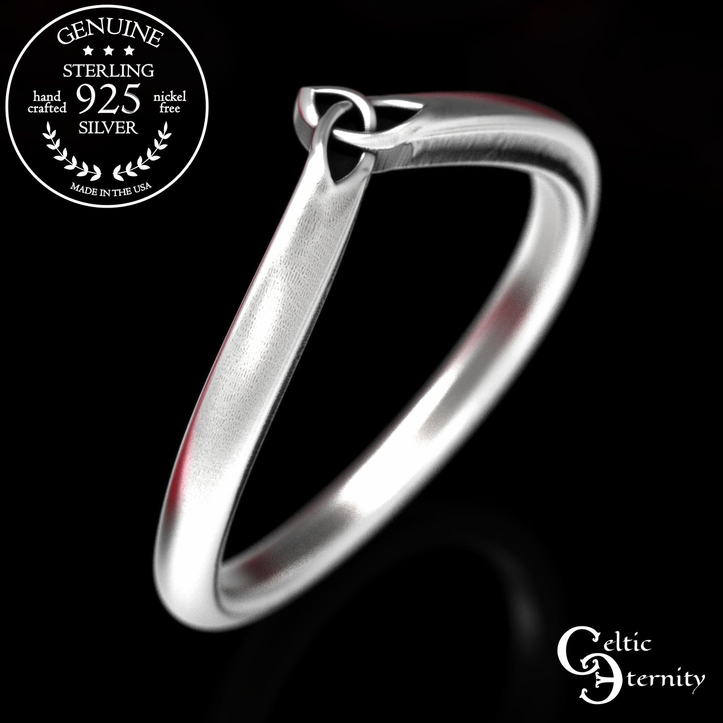 Sterling Silver Celtic Trinity Knot Accent Ring, 2033