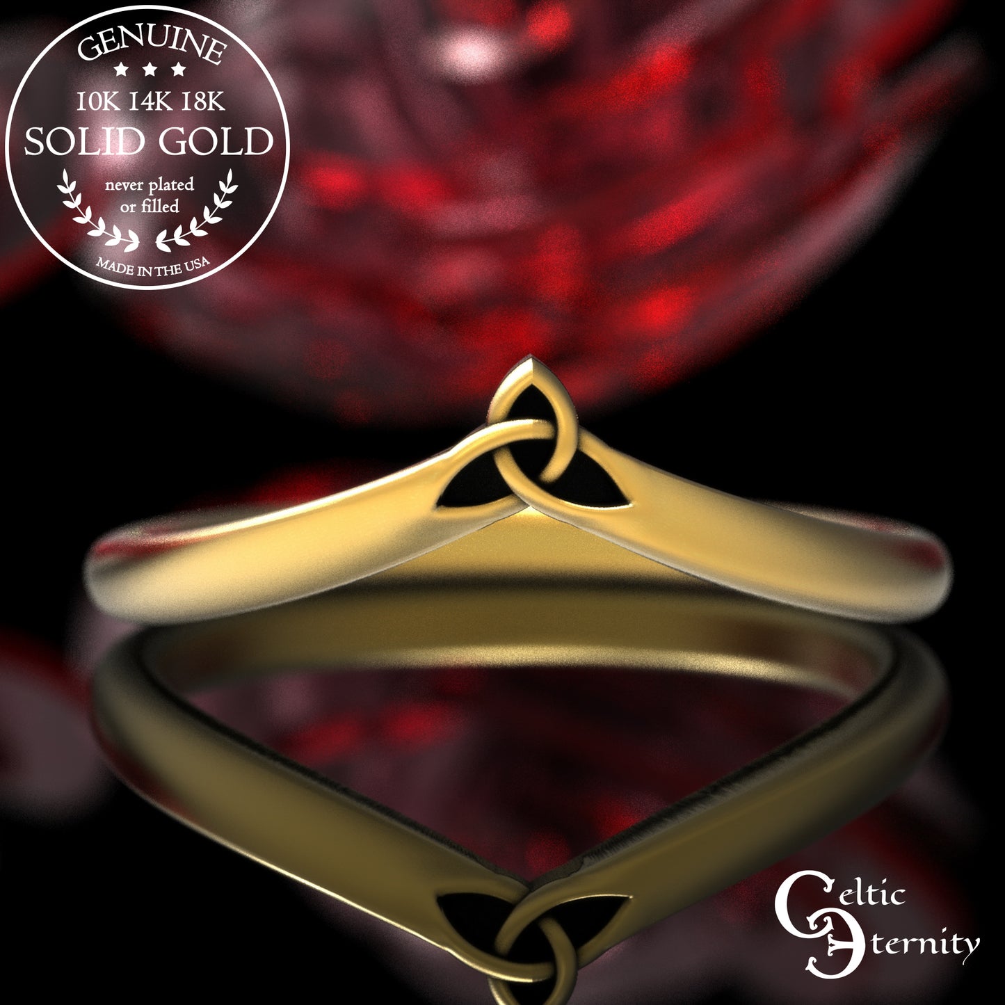 Sterling Silver Celtic Trinity Knot Accent Ring, 2033