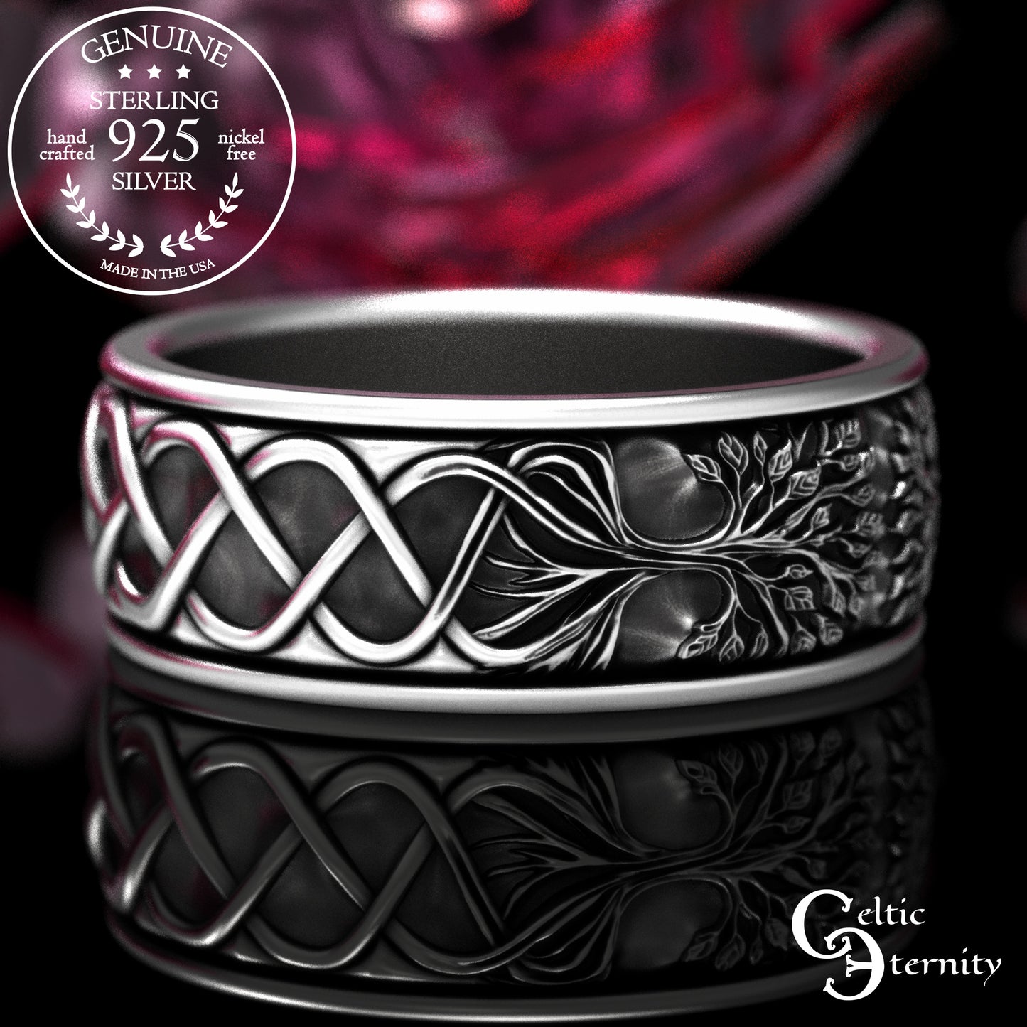 Sterling Men's Tree of Life Wedding Band, 2036