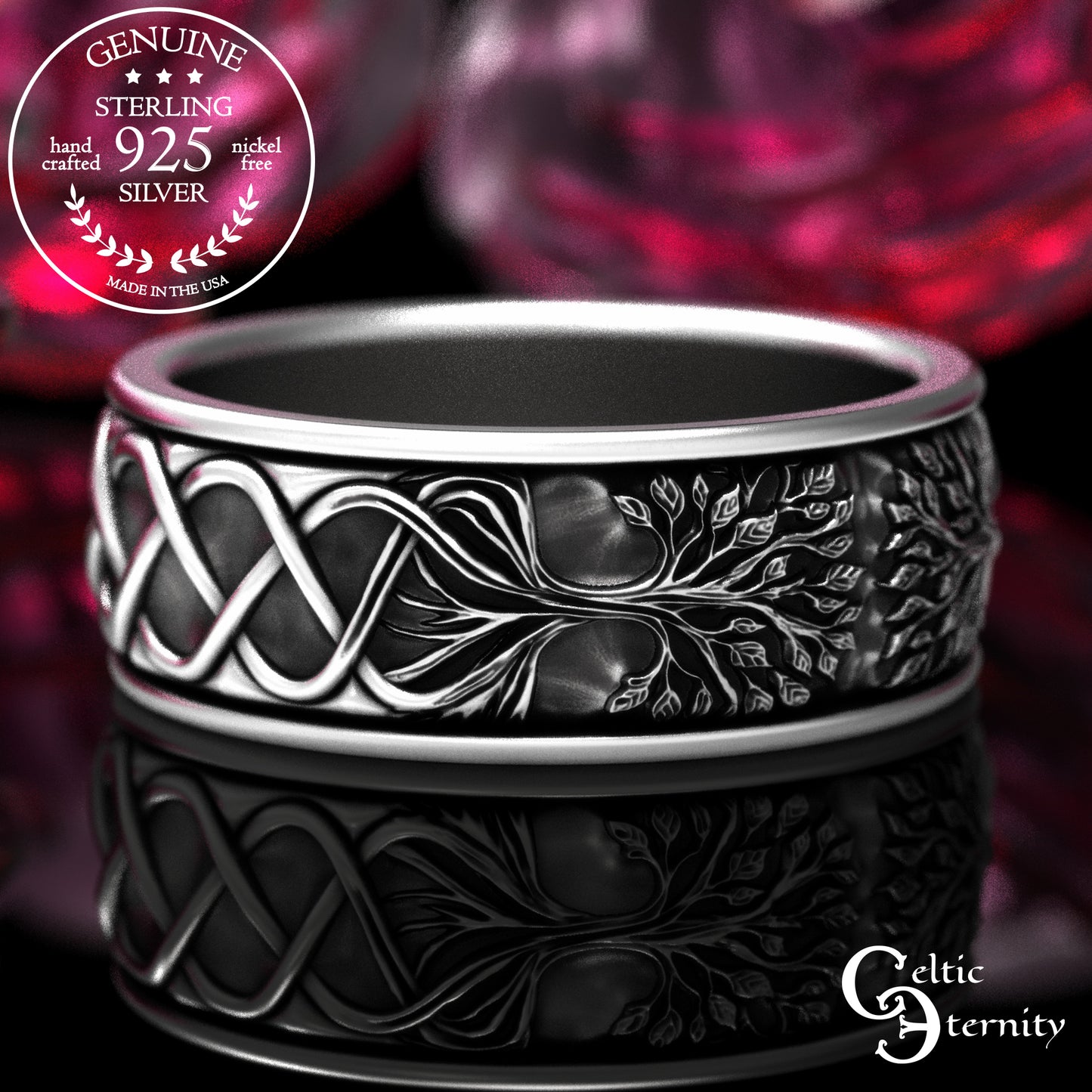 Sterling Men's Tree of Life Wedding Band, 2036