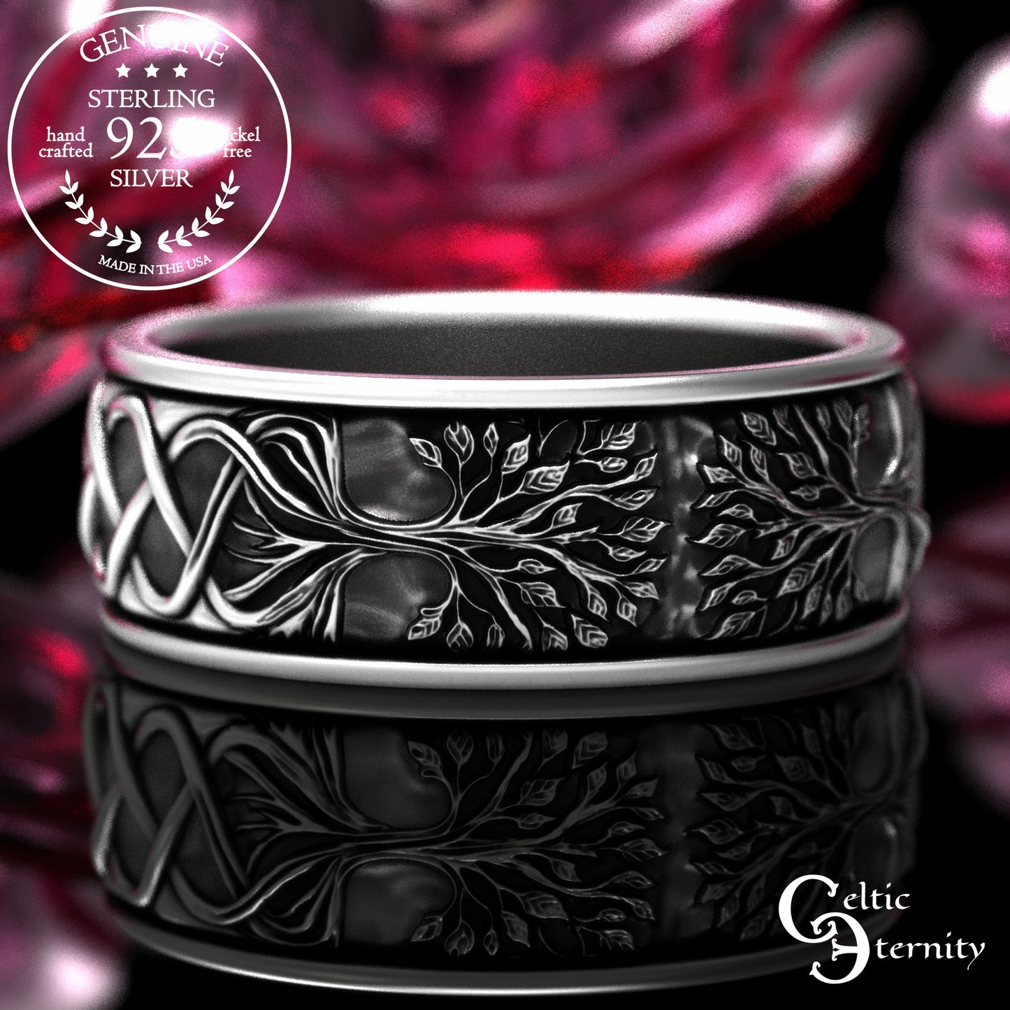 Sterling Men's Tree of Life Wedding Band, 2036