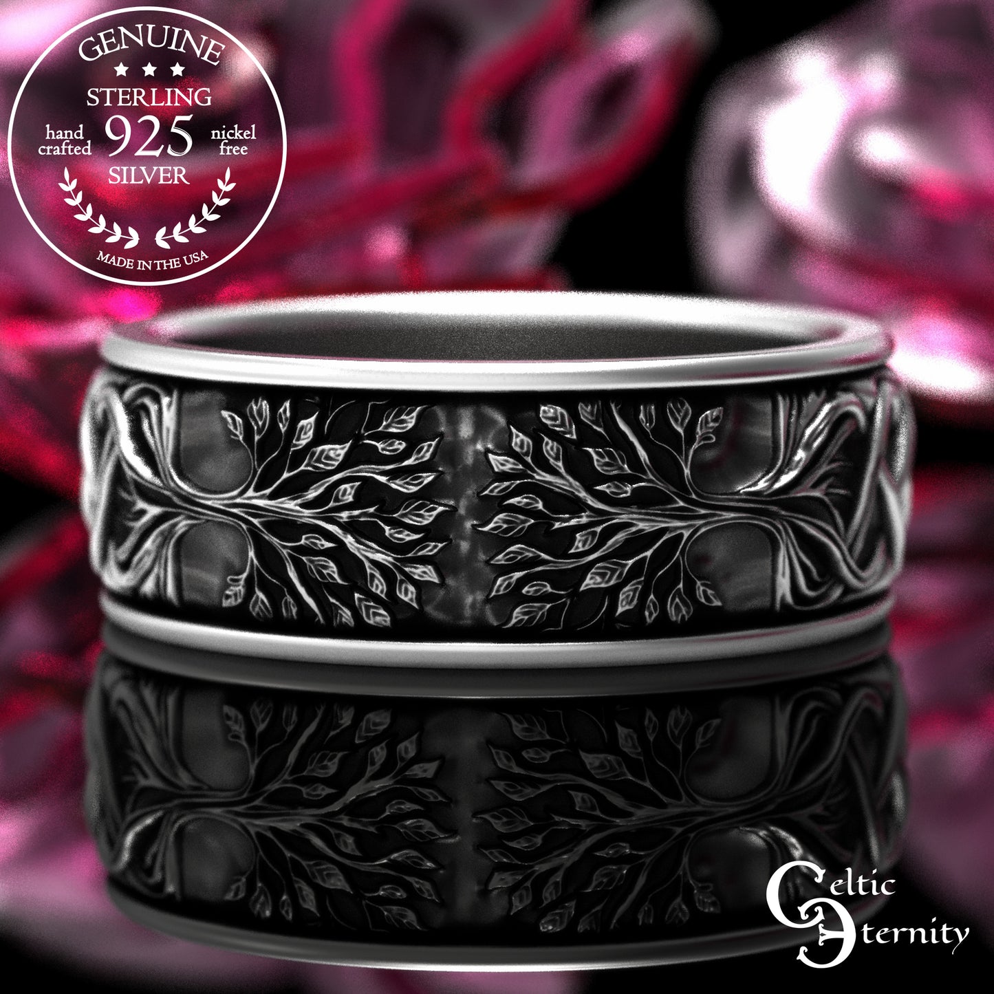Sterling Men's Tree of Life Wedding Band, 2036