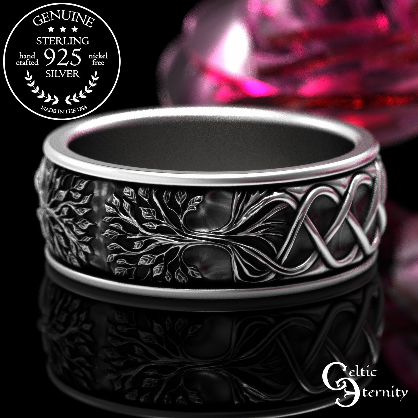 Sterling Men's Tree of Life Wedding Band, 2036
