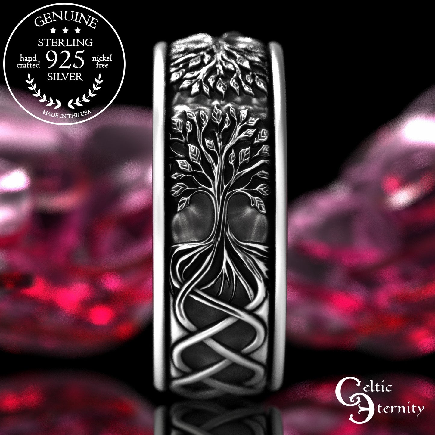 Sterling Men's Tree of Life Wedding Band, 2036