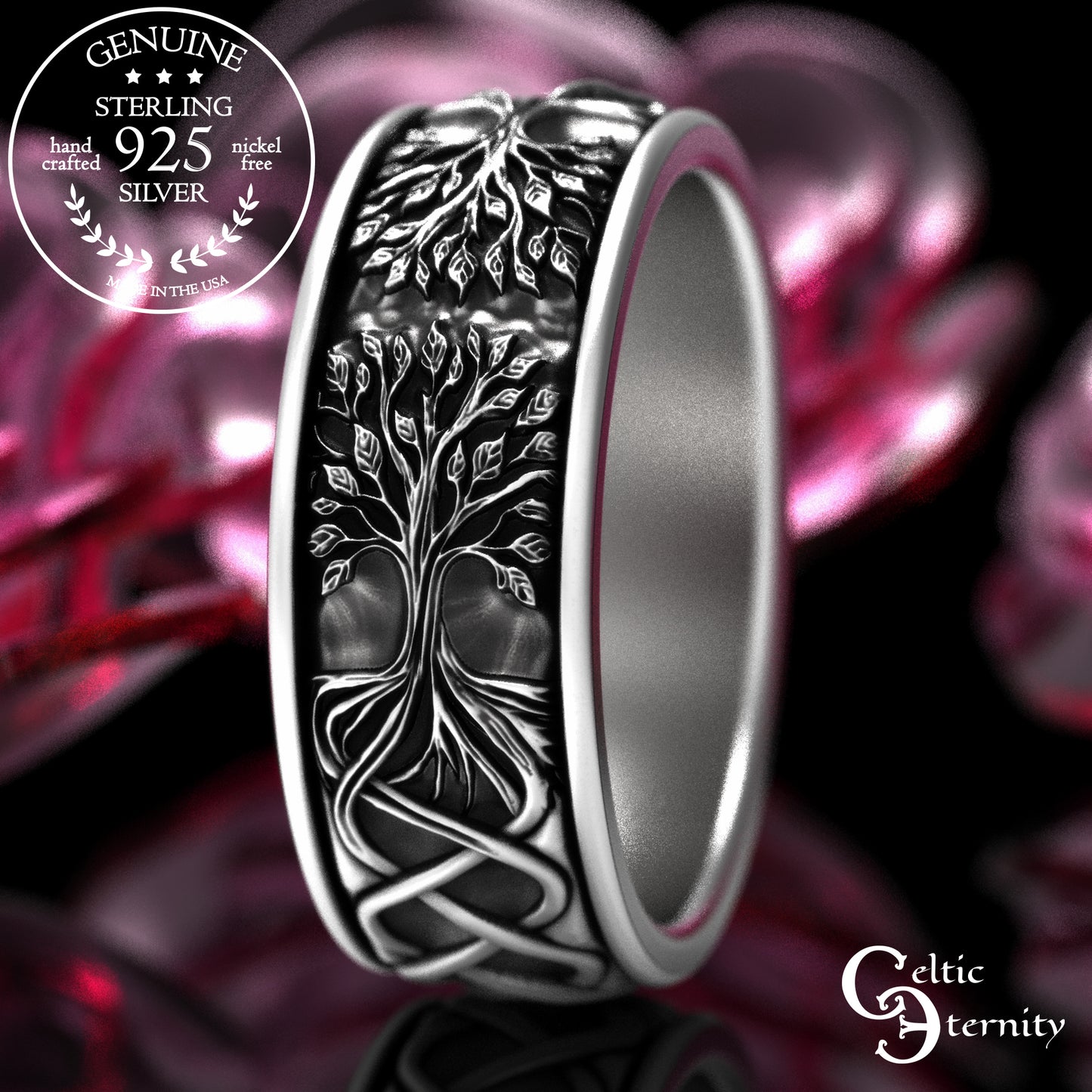 Sterling Men's Tree of Life Wedding Band, 2036