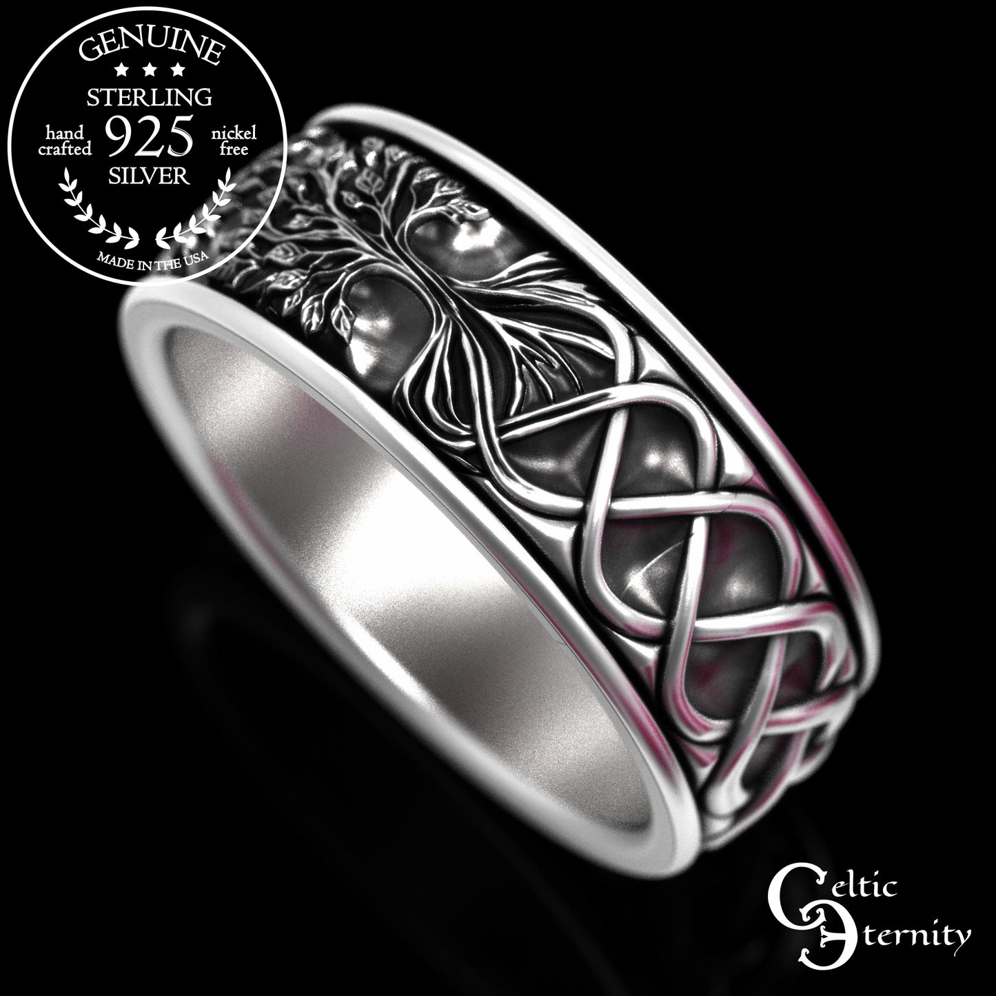 Sterling Men's Tree of Life Wedding Band, 2036