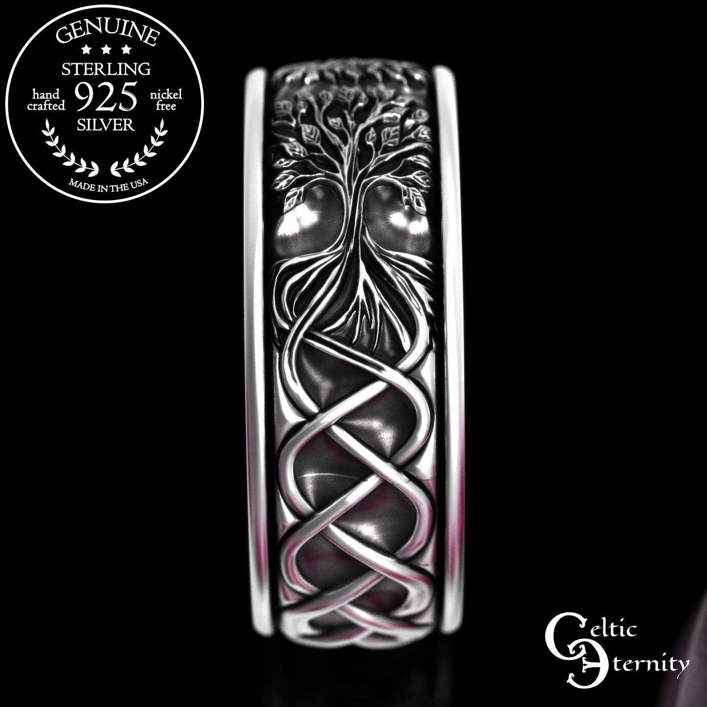 Sterling Men's Tree of Life Wedding Band, 2036