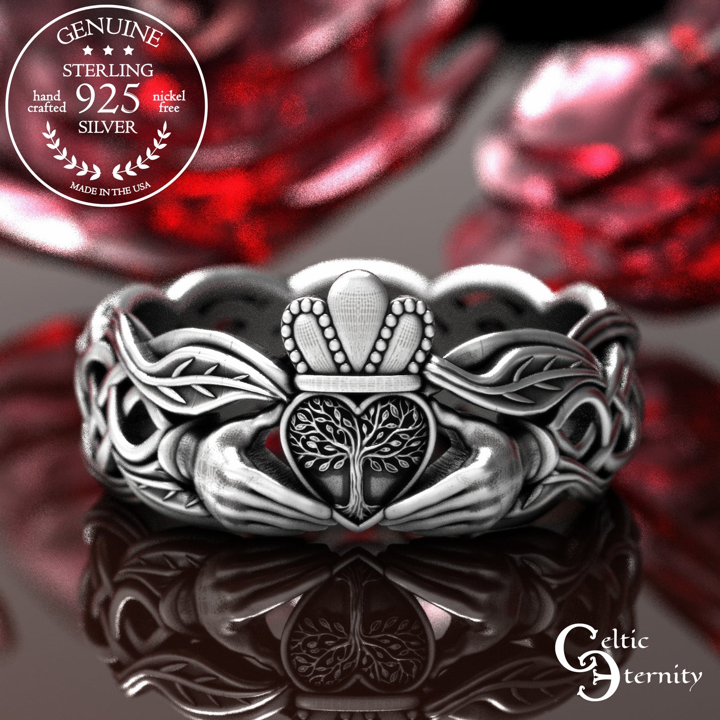 Sterling Women's Forest Claddagh Wedding Band, 2039