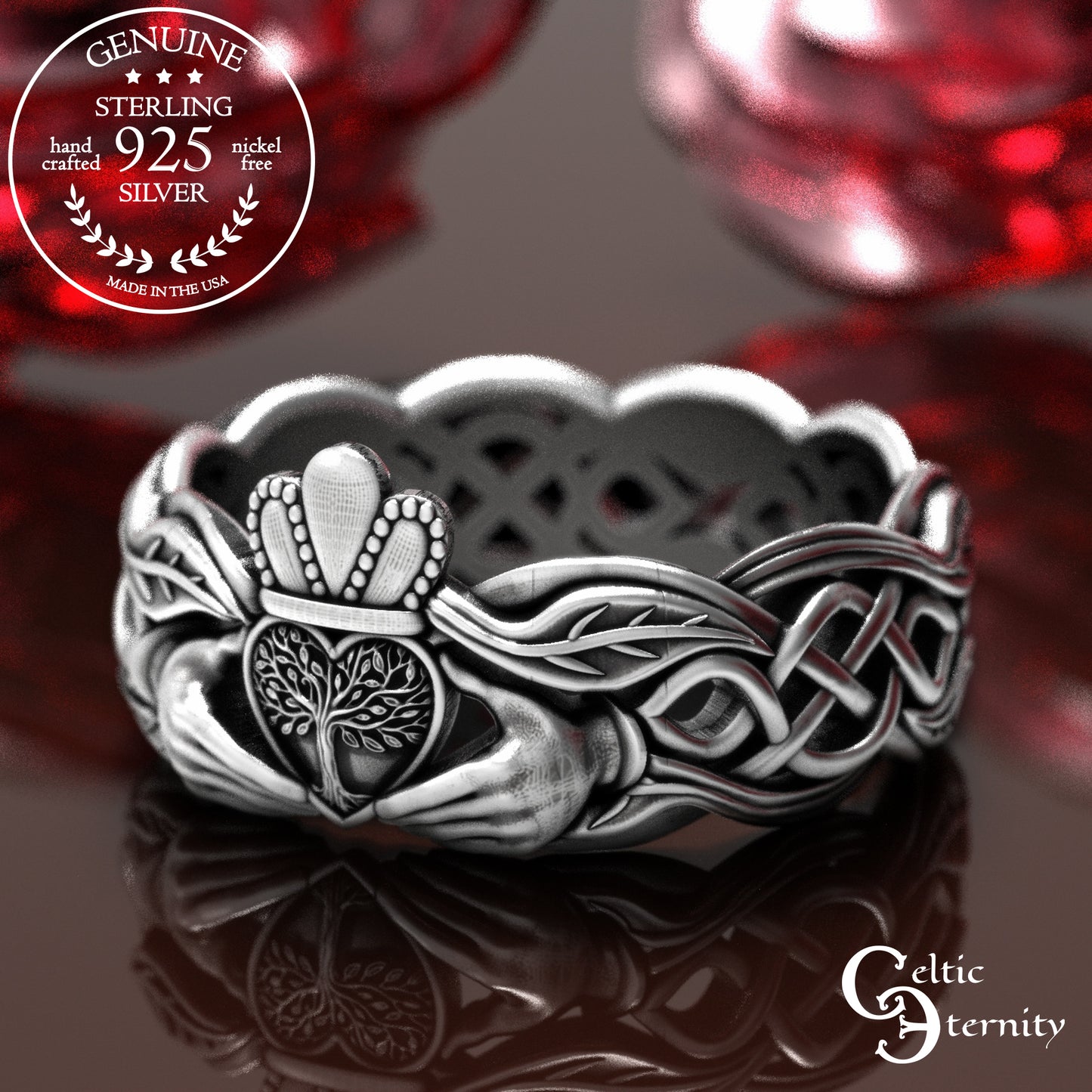 Sterling Women's Forest Claddagh Wedding Band, 2039