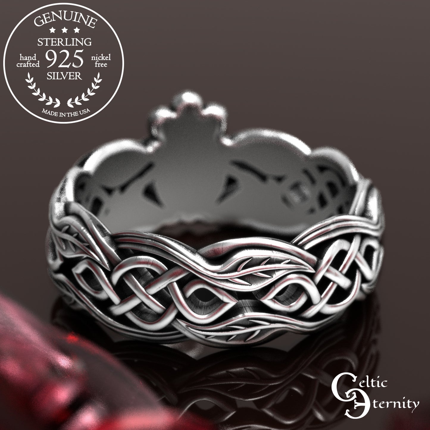 Sterling Celtic Tree of Life Claddagh Wedding Band Set, 2039 2040
