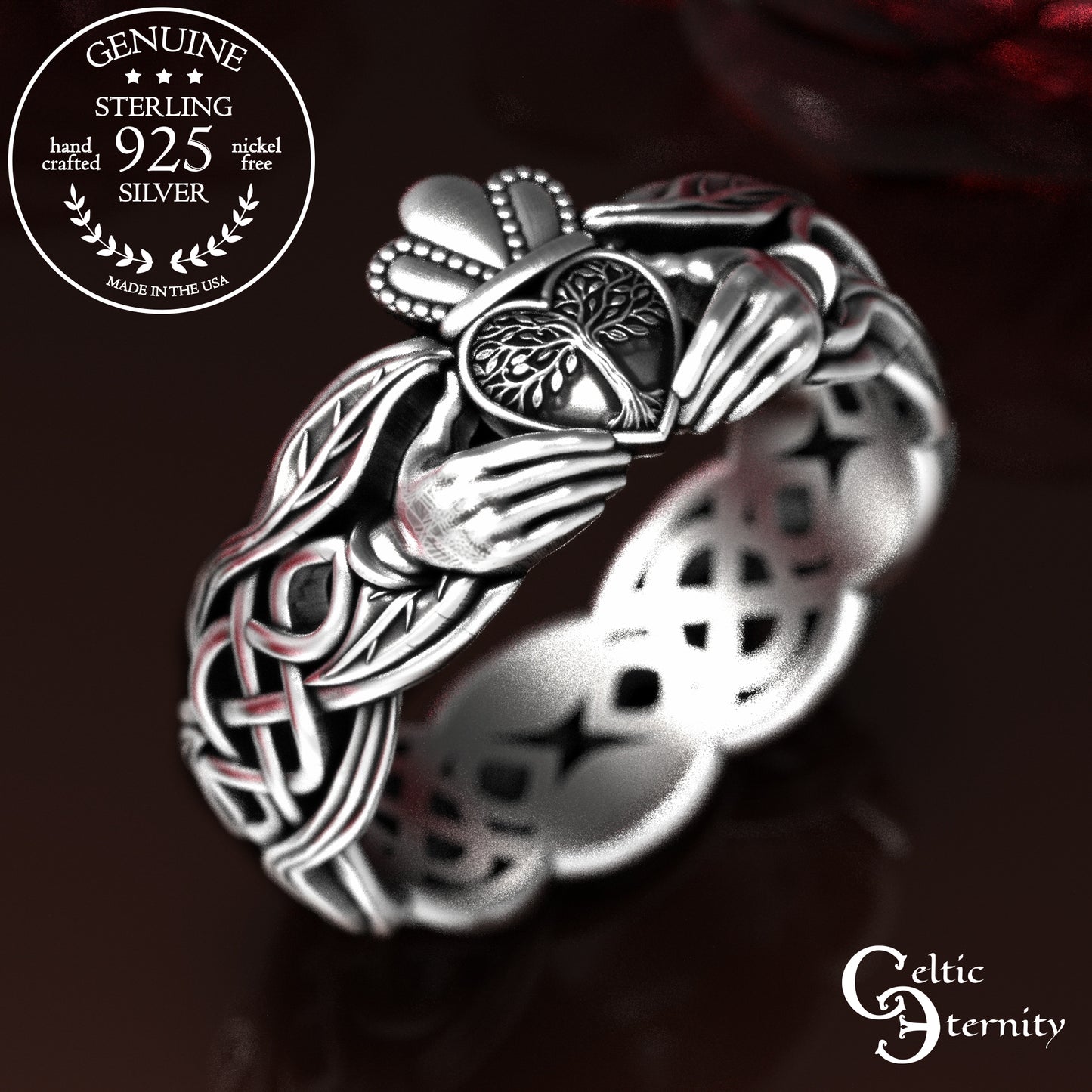 Sterling Women's Forest Claddagh Wedding Band, 2039