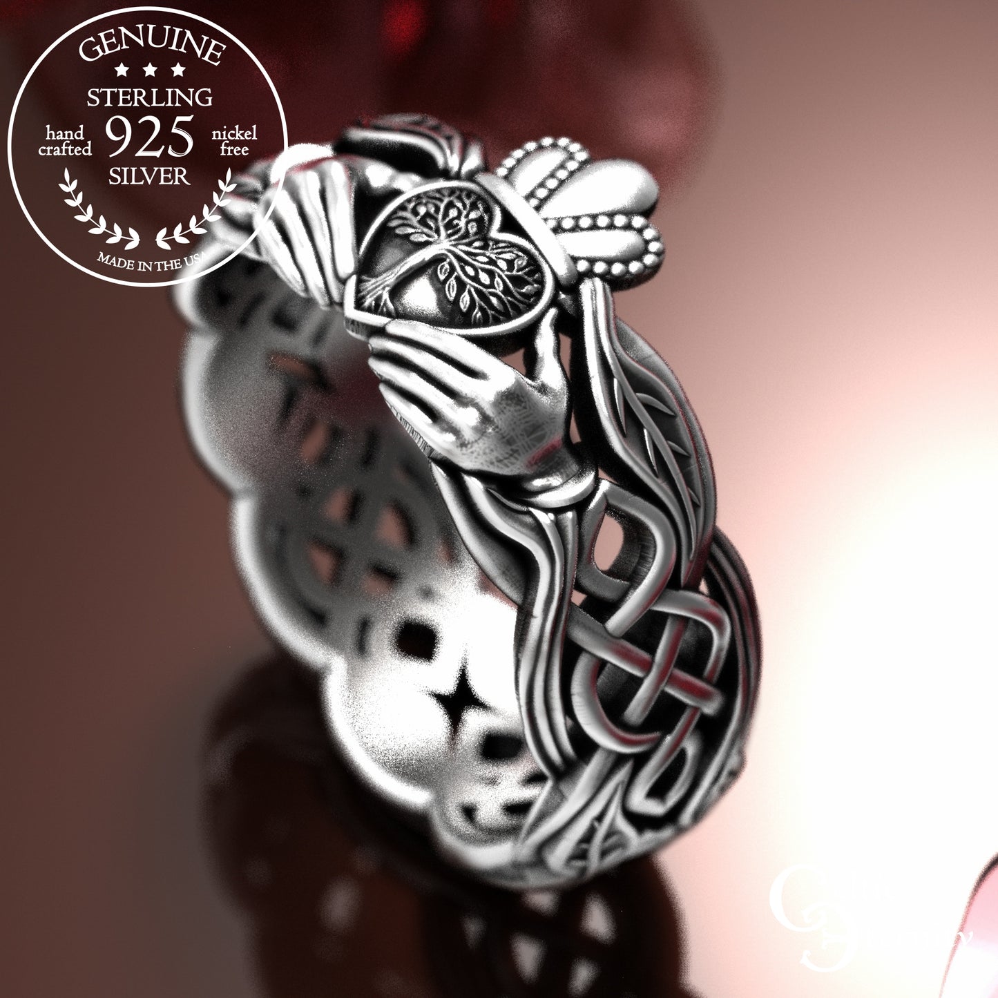 Sterling Women's Forest Claddagh Wedding Band, 2039