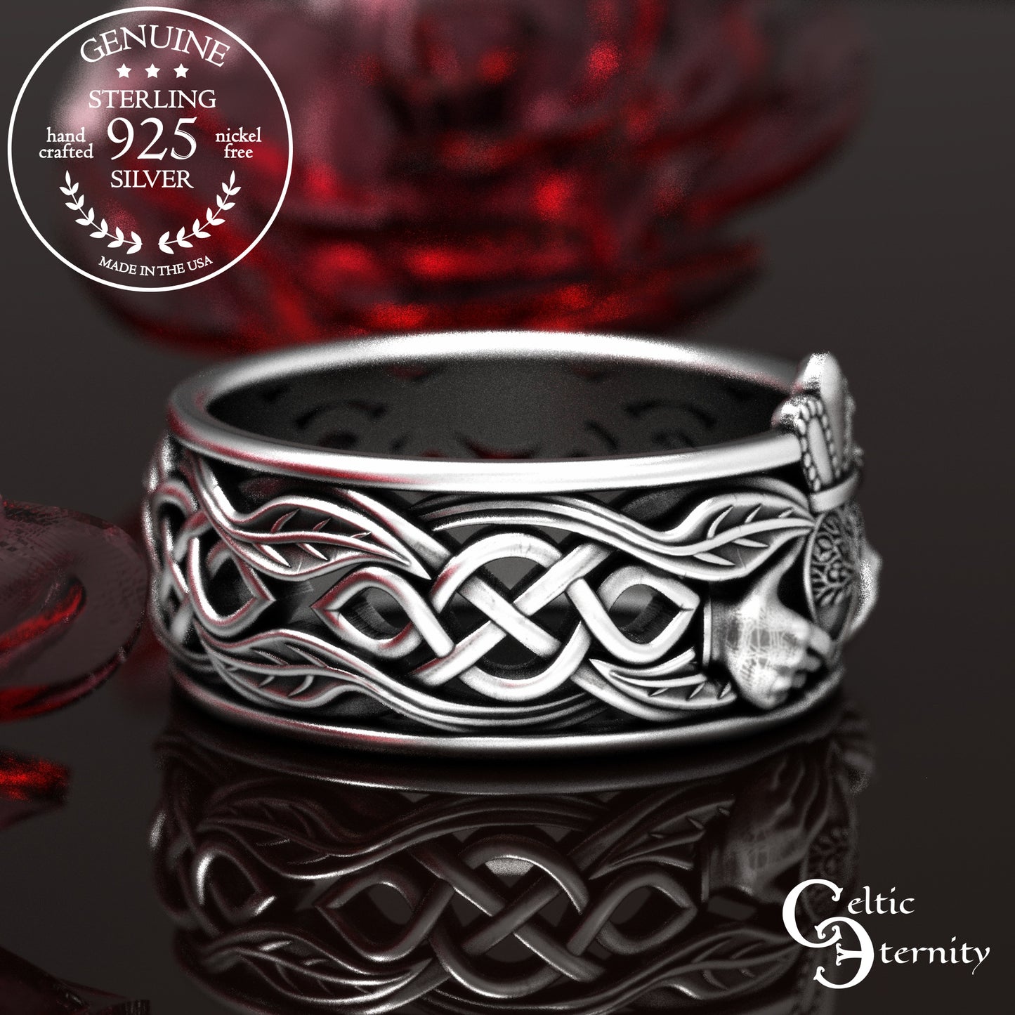 Sterling Celtic Tree of Life Claddagh Wedding Band Set, 2039 2040