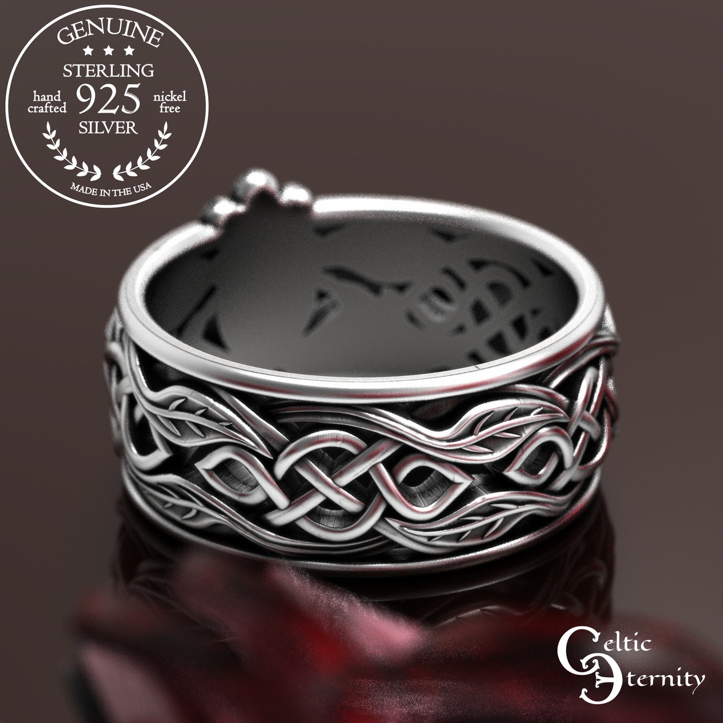 Sterling Celtic Tree of Life Claddagh Wedding Band Set, 2039 2040