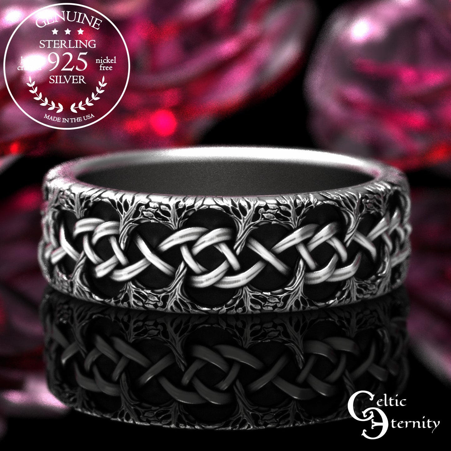 Sterling Men's Celtic Tree Branches Wedding Band, 2043