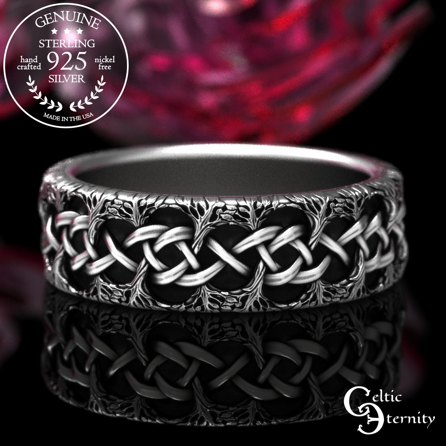 Sterling Men's Celtic Tree Branches Wedding Band, 2043