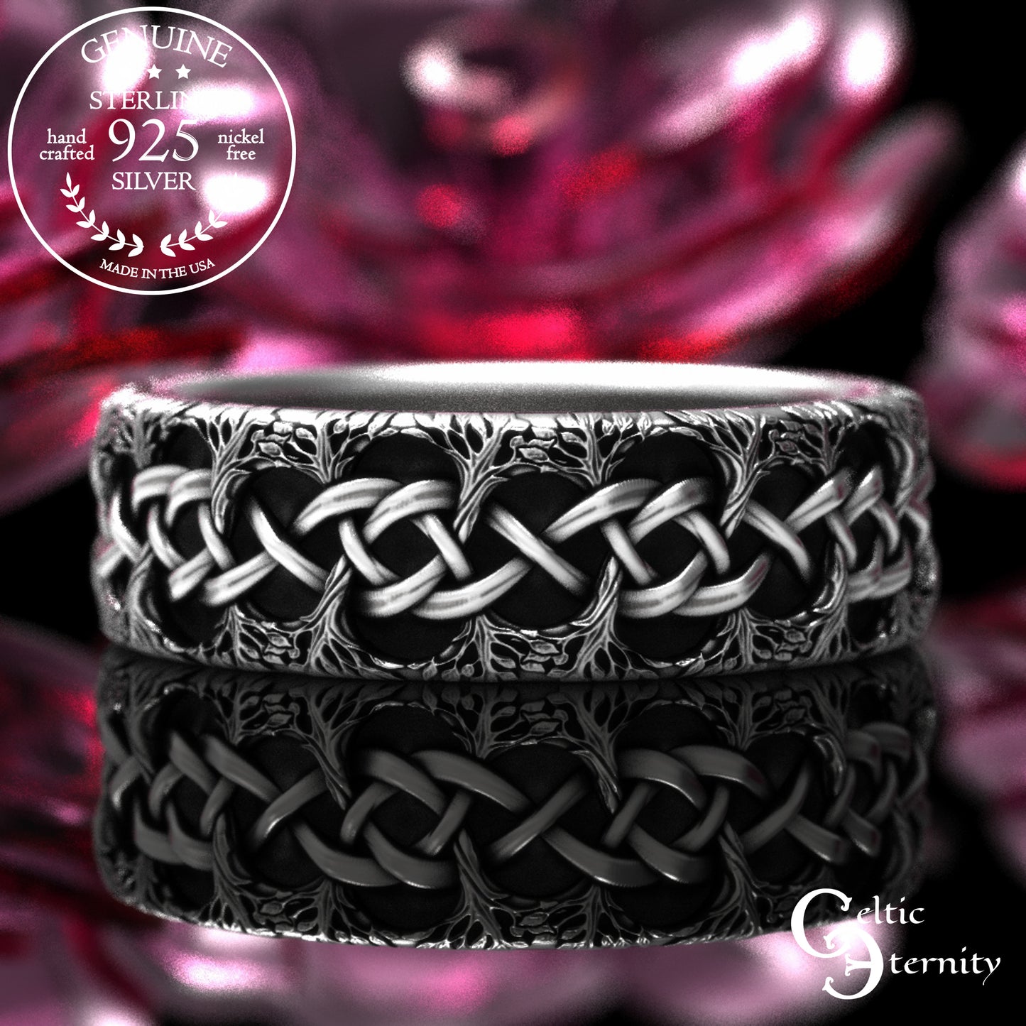 Sterling Men's Celtic Tree Branches Wedding Band, 2043