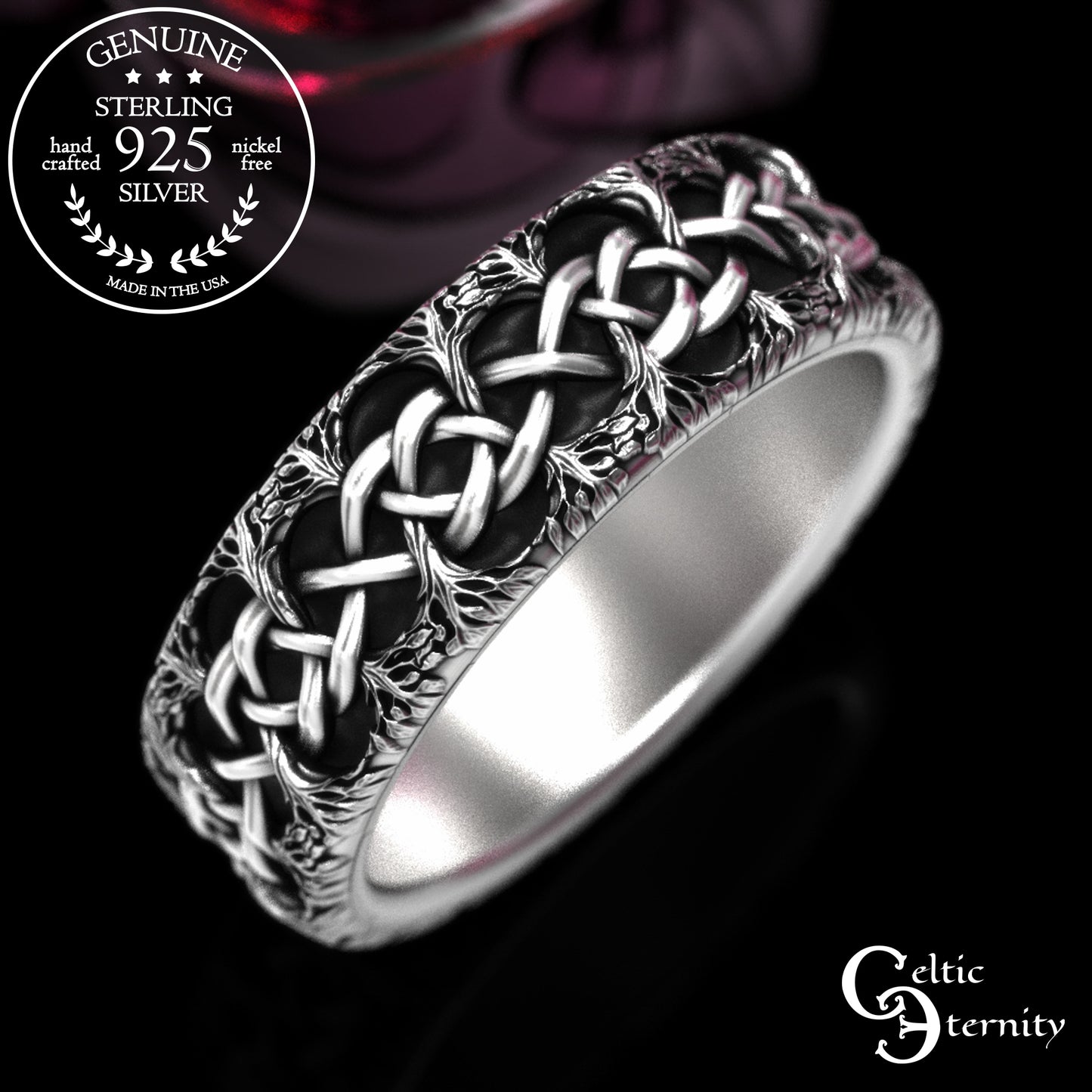 Sterling Men's Celtic Tree Branches Wedding Band, 2043