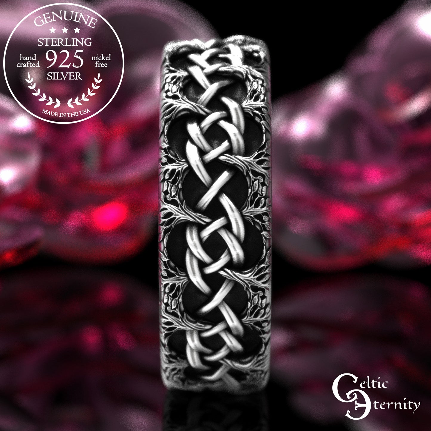 Sterling Men's Celtic Tree Branches Wedding Band, 2043