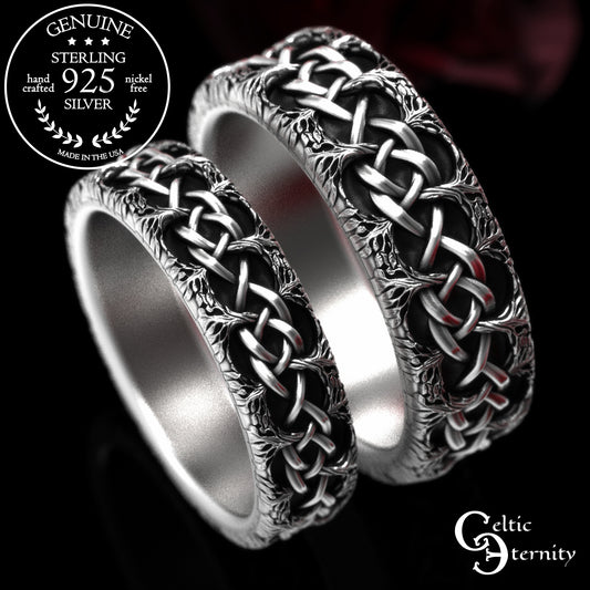 Sterling His & Hers Knotted Tree Branches Wedding Band Set, 2043 2044