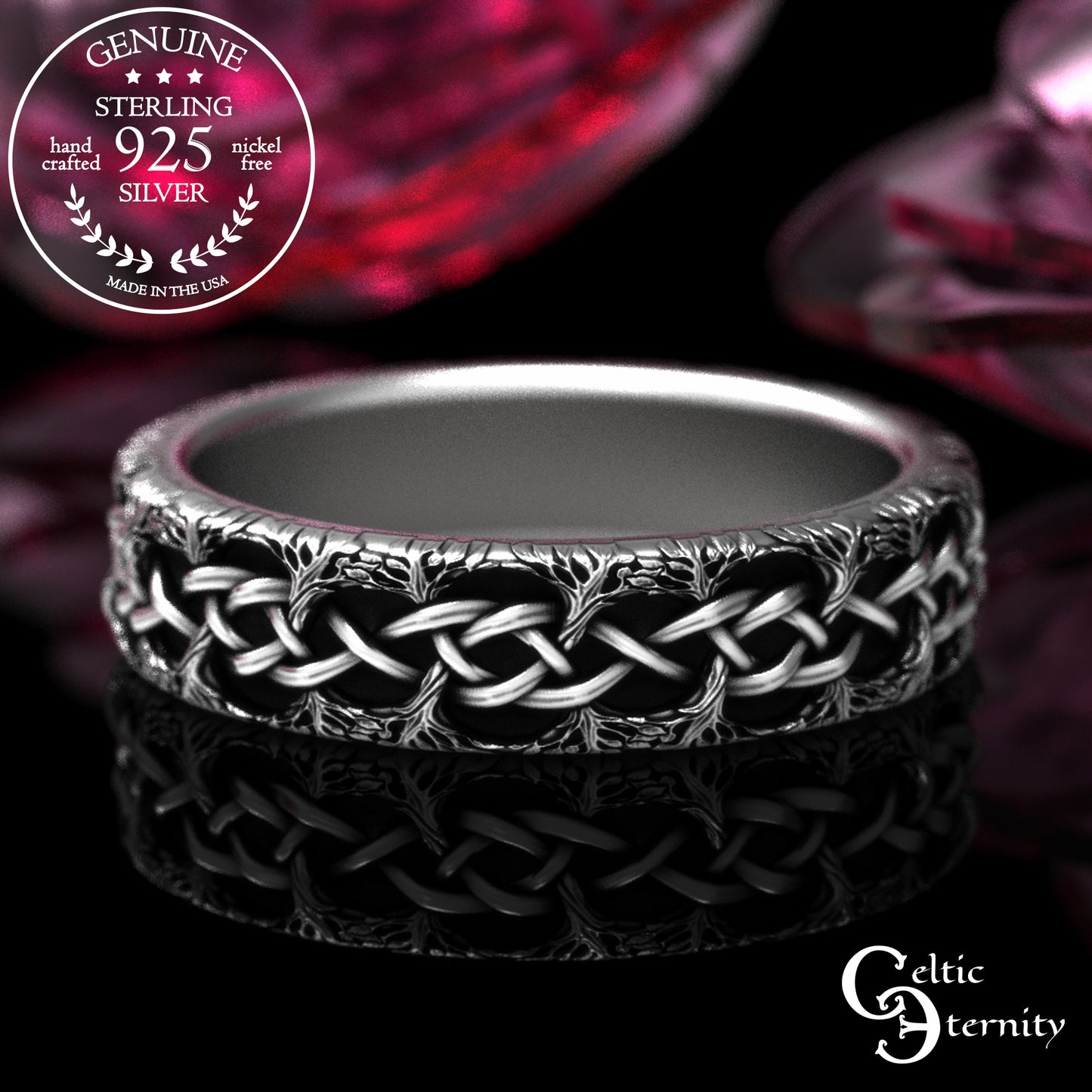 Woman's Sterling Celtic Knotted Forest Wedding Band, 2044